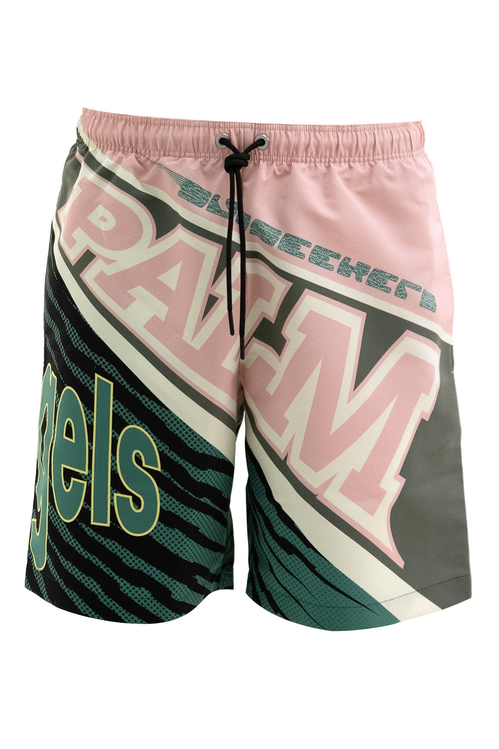 Costume da bagno Racing di colore verde e rosa<BR/> PMFD01BS26FAB001 3055 PALM ANGELS 