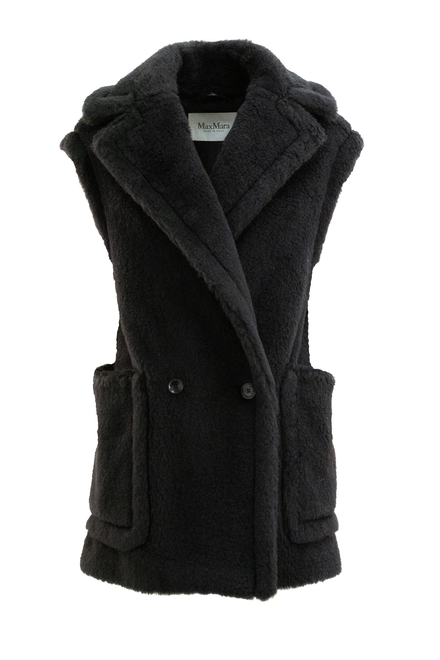 Gilet Teddy in alpaca e lana color nero<BR/> BORMIDA1234 008 MAX MARA 
