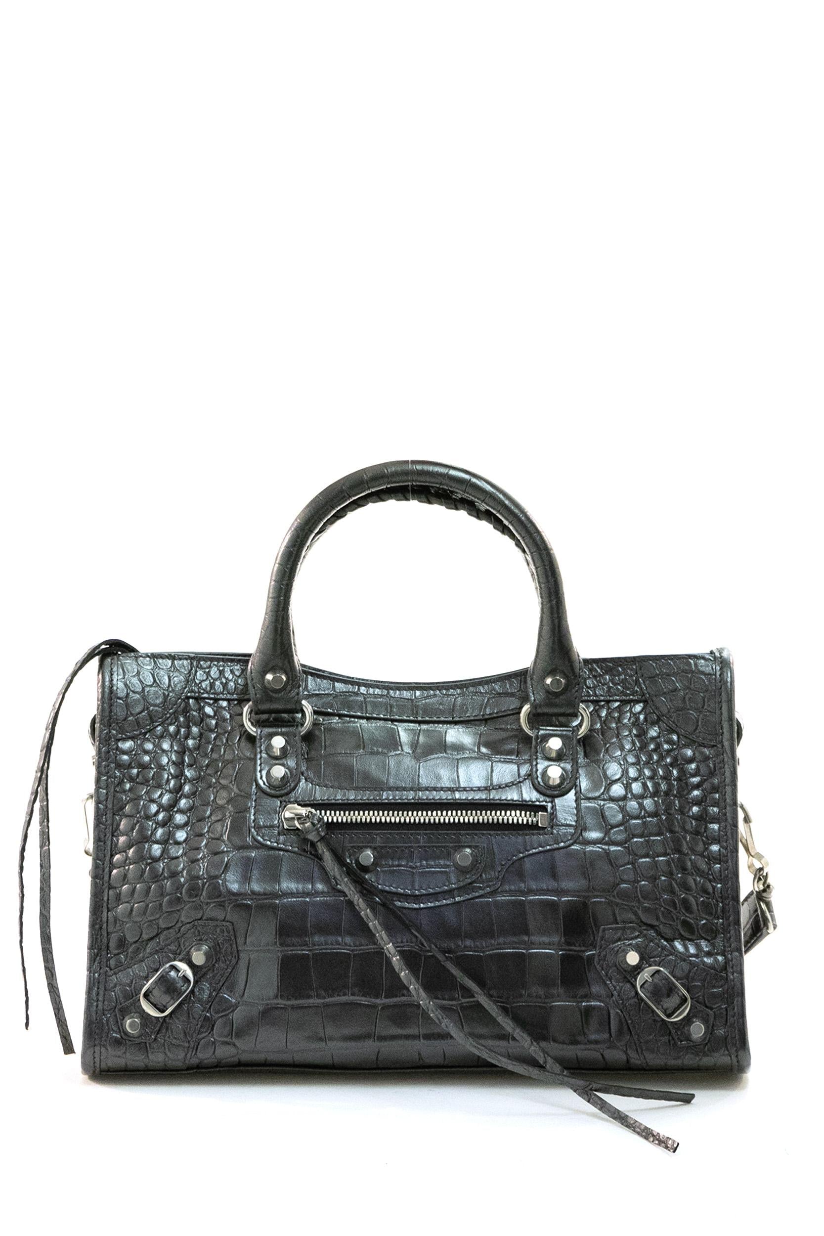 Borsa City Piccola in pelle stampa cocco color platino<BR/> 811442 2AB5L 1015 BALENCIAGA 