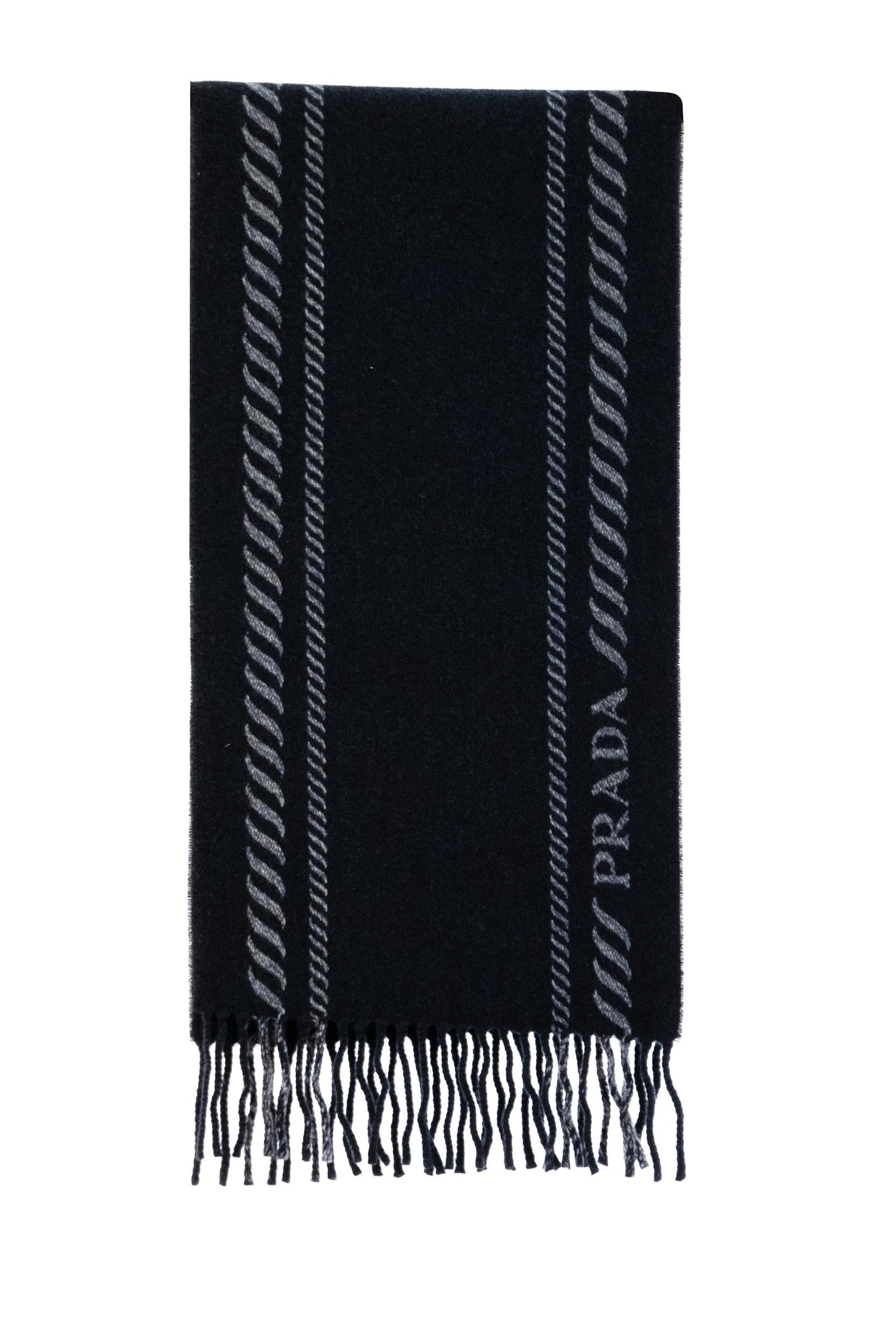 Sciarpa in lana e cashmere color blu<BR/> 2FS114 2HJ5 F0008 PRADA 