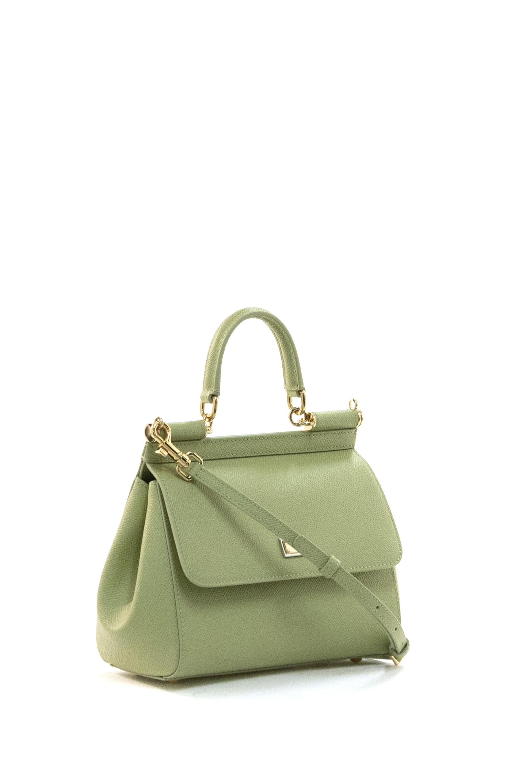 Borsa Sicily a mano piccola in pelle Dauphine di colore verde BB6003 B1001 80527 DOLCE & GABBANA 
