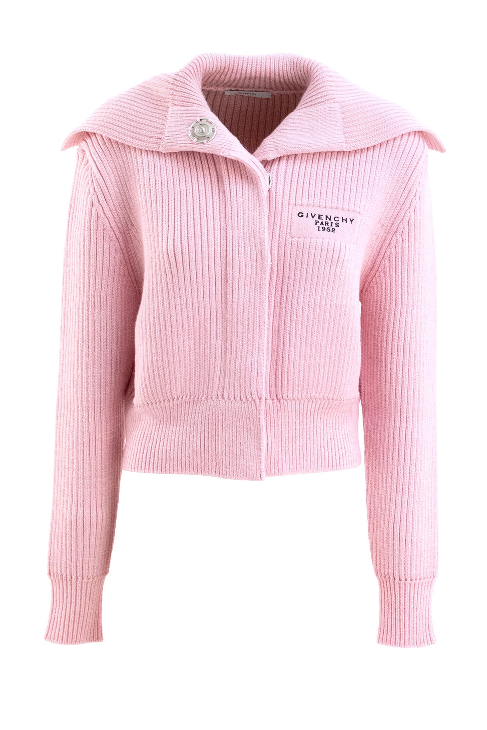 Cardigan in lana di alpaca a coste di colore rosa<BR/> BWK00K4ZSM 681 GIVENCHY 