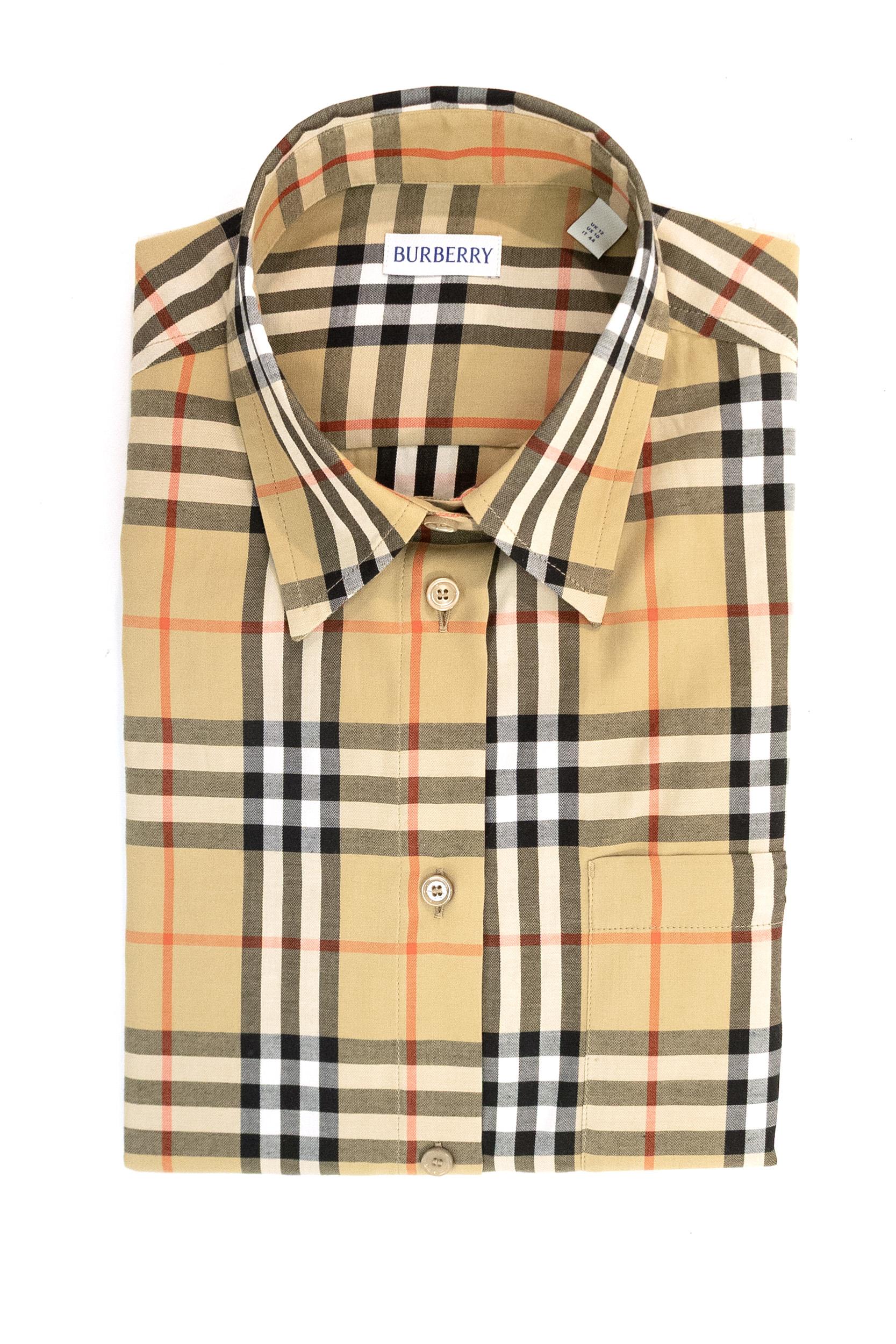 Camicia Check in Cotone<BR/> 8119172 SAND CHECK BURBERRY 