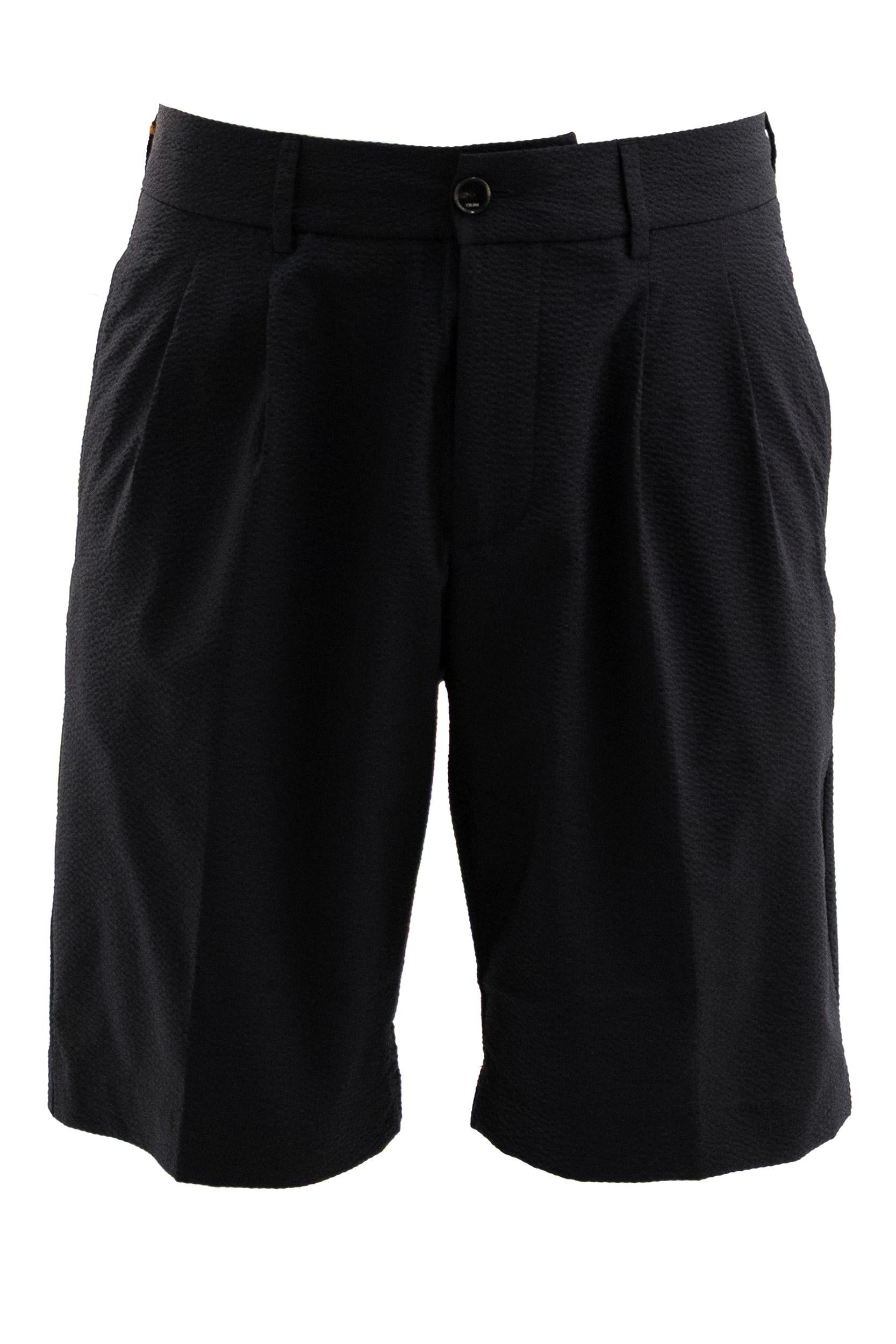 Shorts in seersucker di colore blu<BR/> S.M04.CLICHY 1722 511 CRUNA 