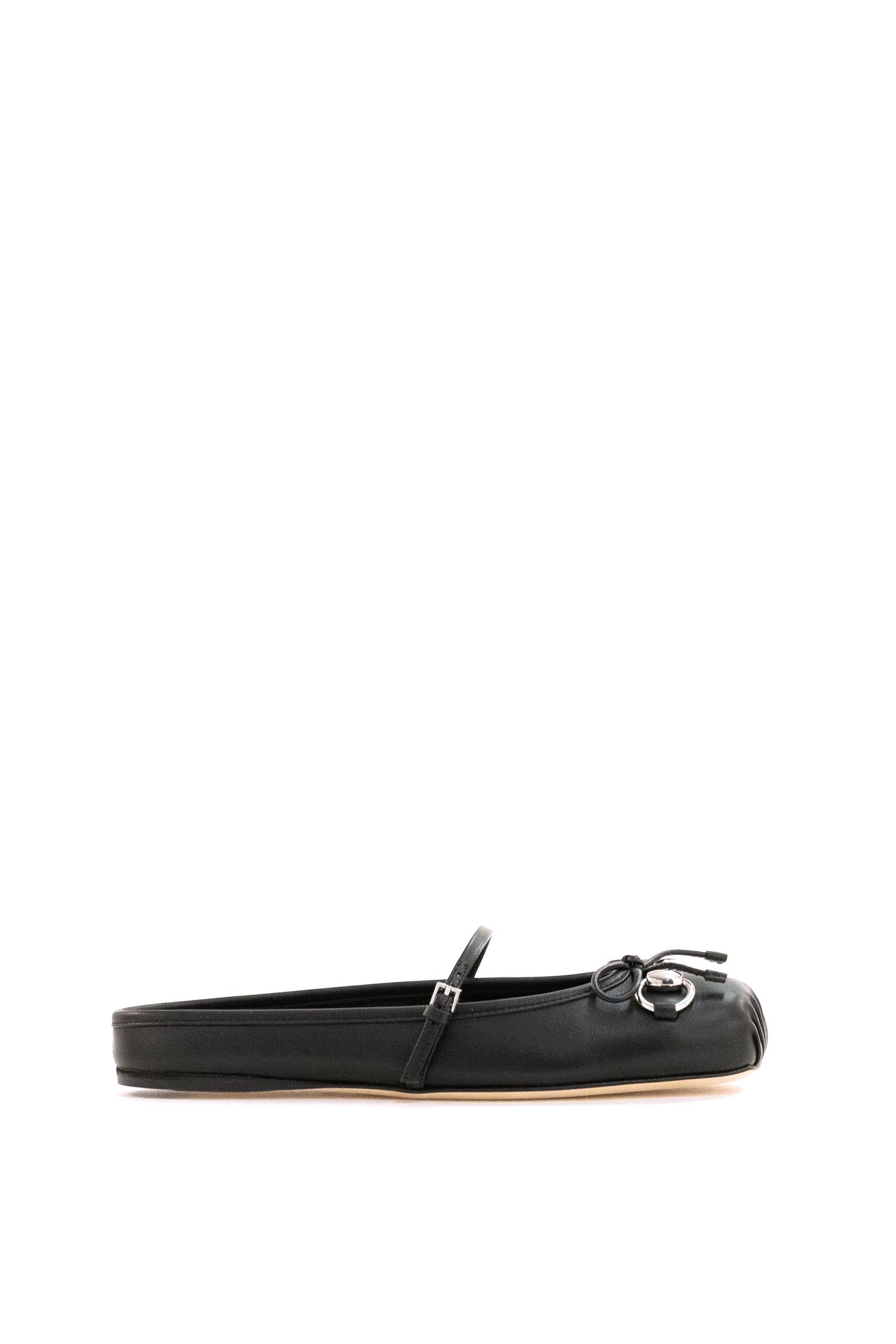 Sabot in pelle di colore nero con Morsetto<BR/> 850317 AAEA4 1000 GUCCI 
