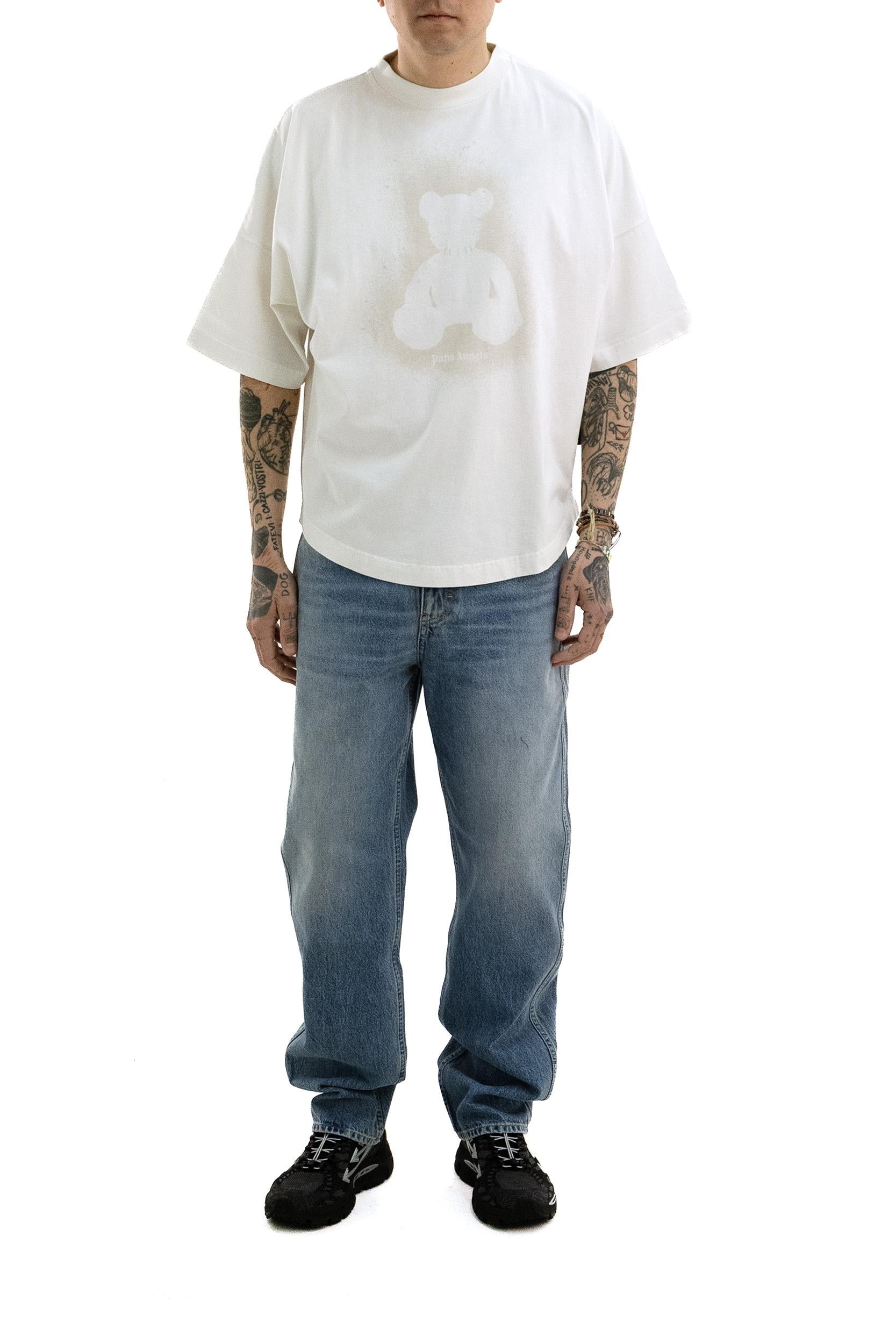 T-shirt Spray Bear in Cotone<BR/> PMAA10BS26JER002 0305 PALM ANGELS 