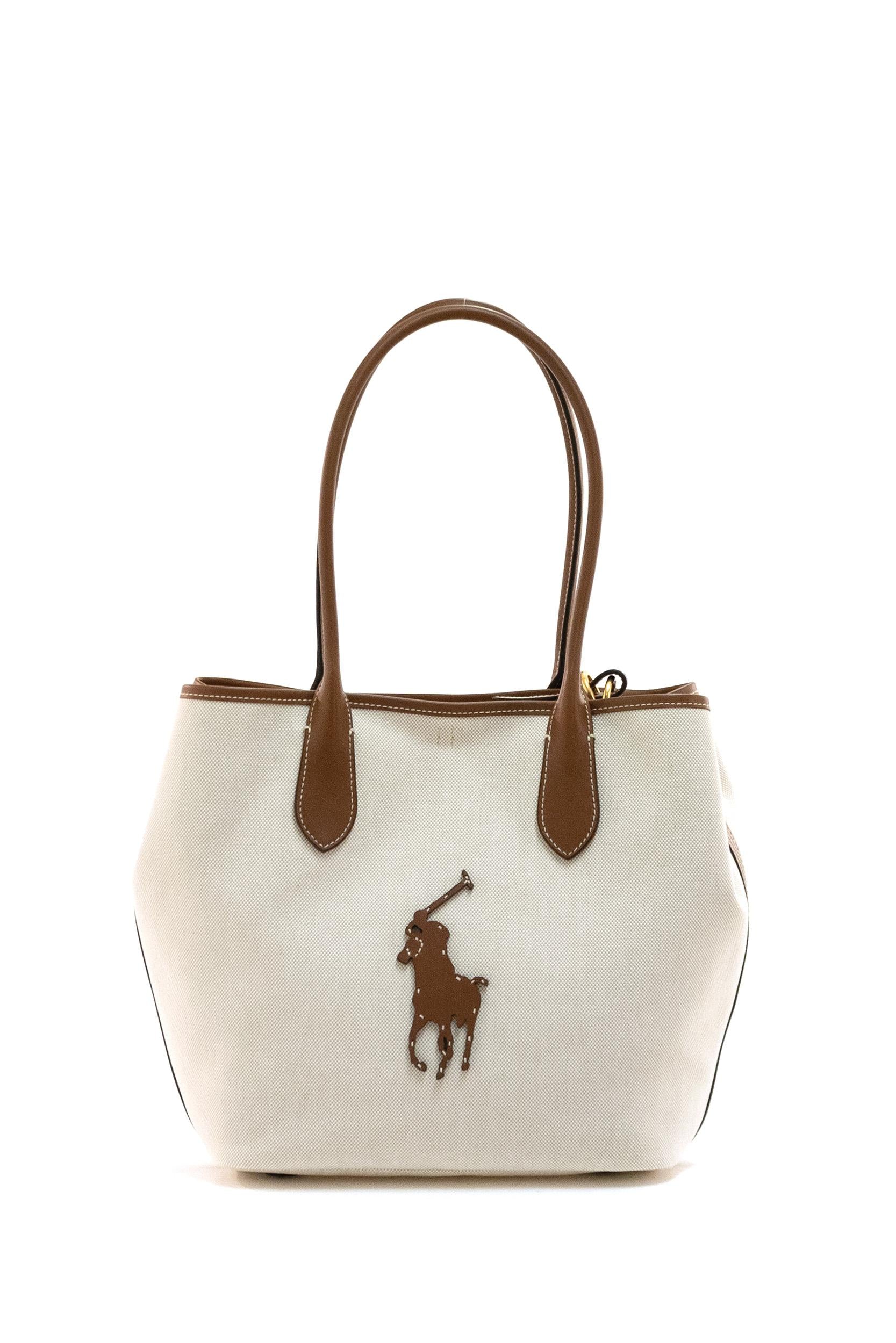 Borsa Tote Bellport in tela color naturale<BR/> 428P05483001 CUOIO POLO RALPH LAUREN 