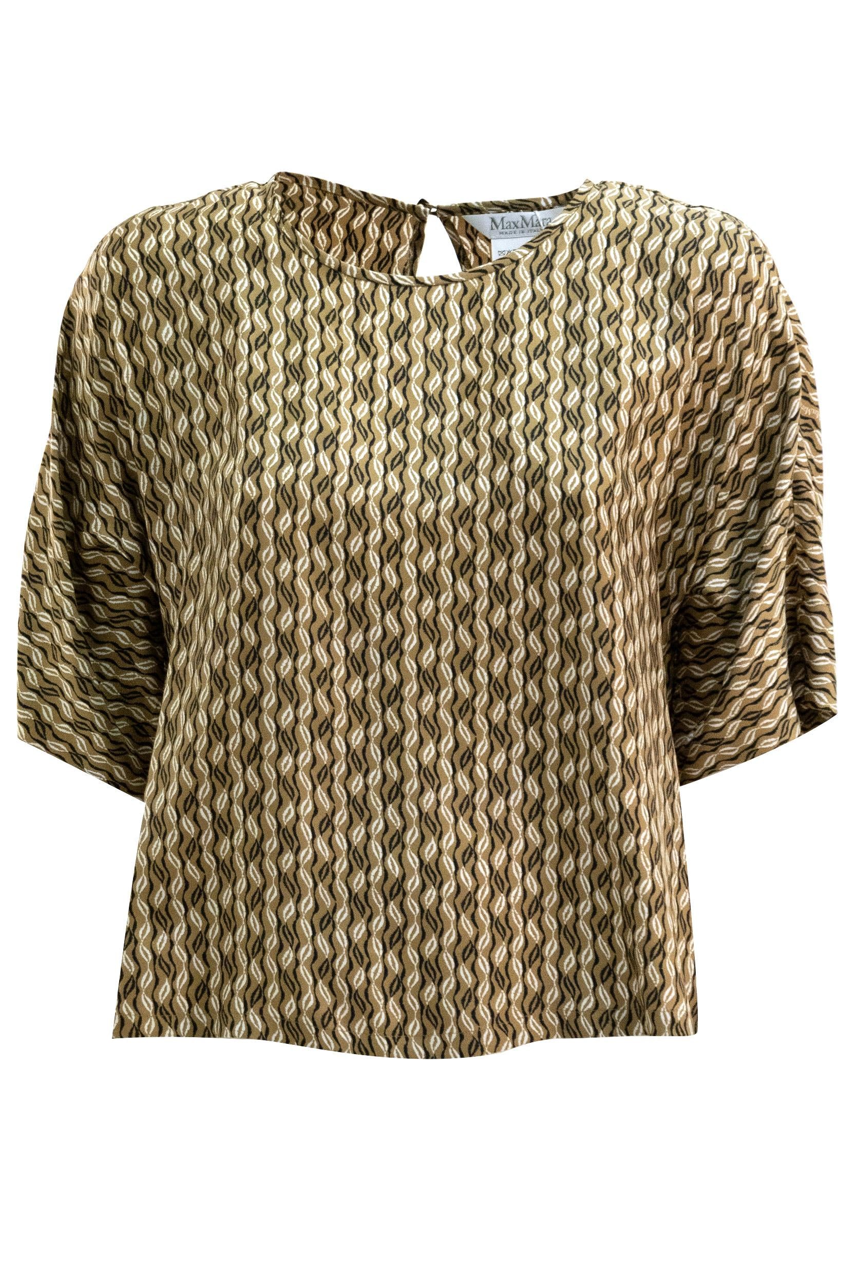 Blusa in seta stampata color nocciola<BR/> MXMNORDICA 001 MAX MARA 