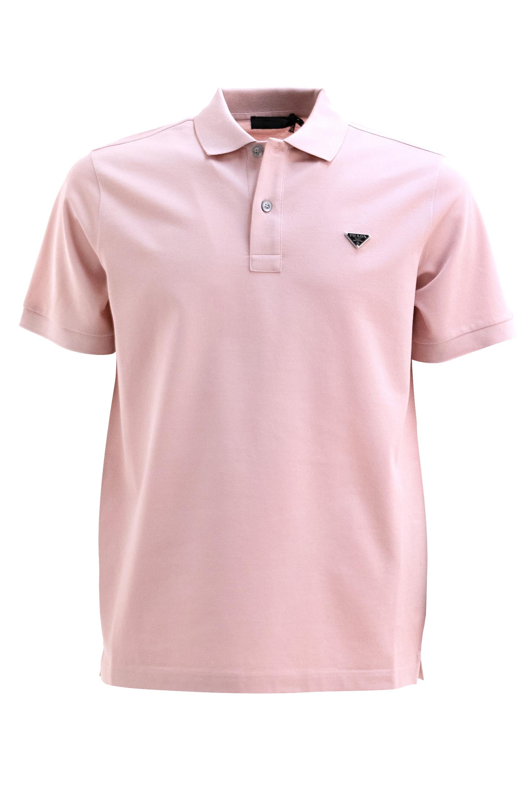 Polo in piquet di cotone di colore rosa<BR/> UJN444 S WM3 1867 F0E18 PRADA 