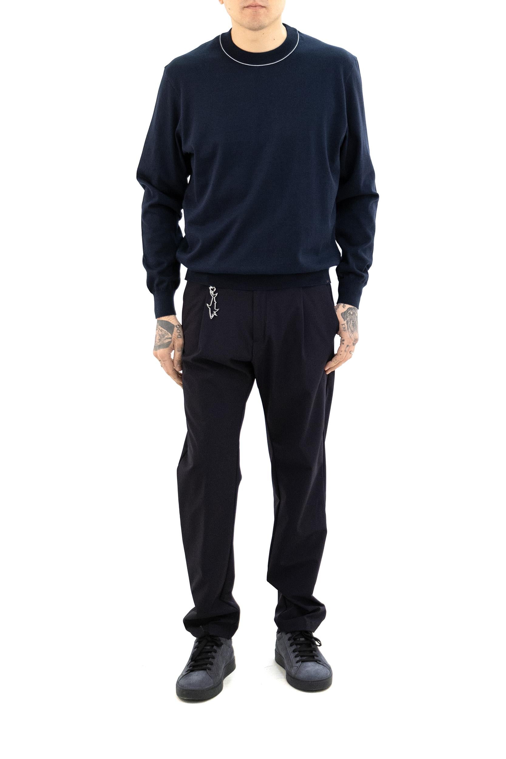 Pullover in cotone di colore blu<BR/> 26411515 013 PAUL & SHARK 