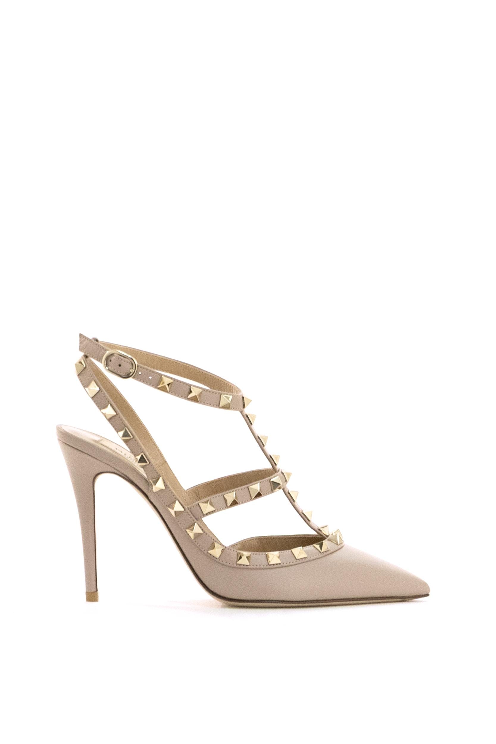 Slingbacks Rockstud in pelle color rosa cipria<BR/> 9W2S0393VOD P45 VALENTINO GARAVANI 