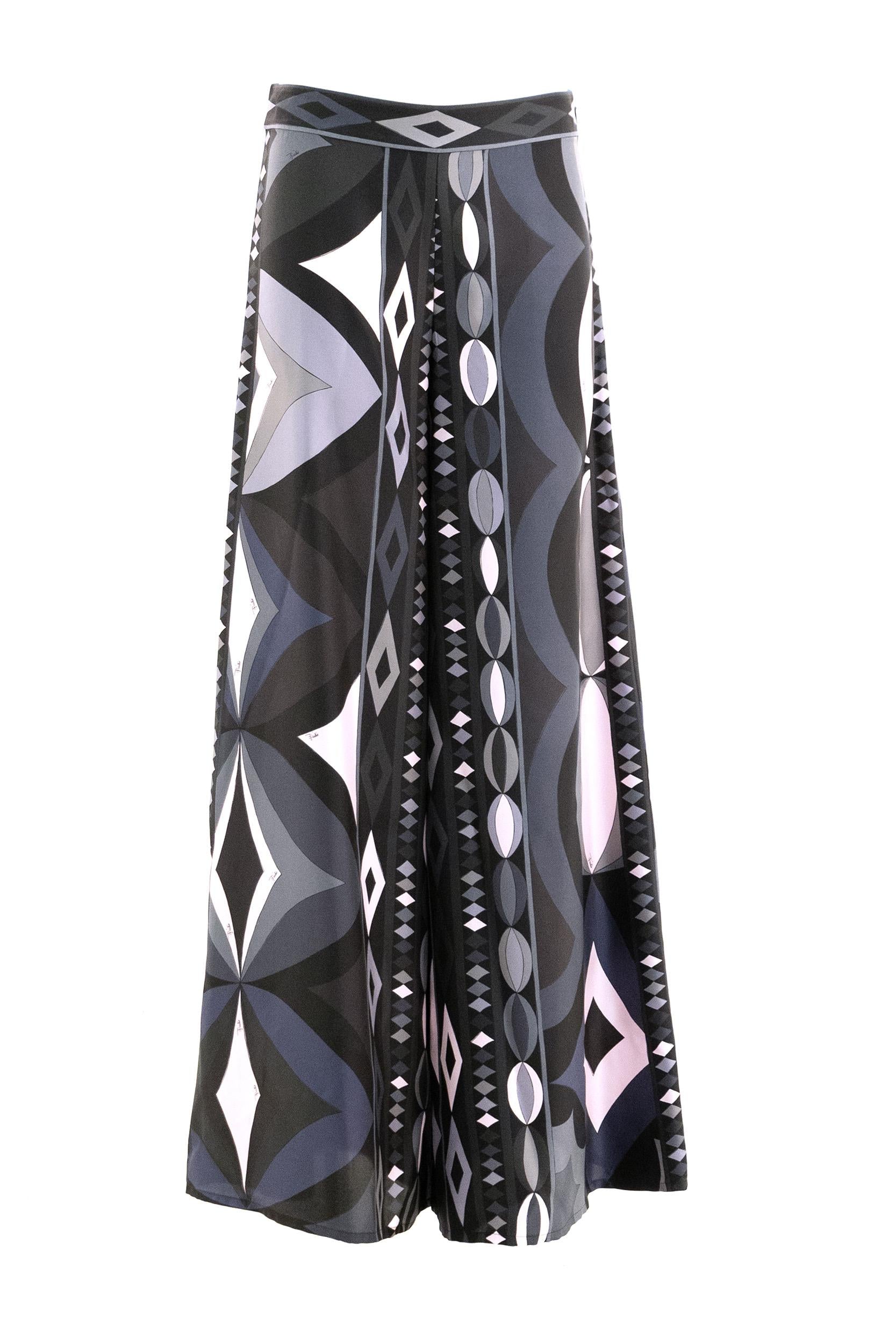 Pantaloni palazzo in seta con stampa geometrica multicolore<BR/> 5URT01 5U881 023 EMILIO PUCCI 