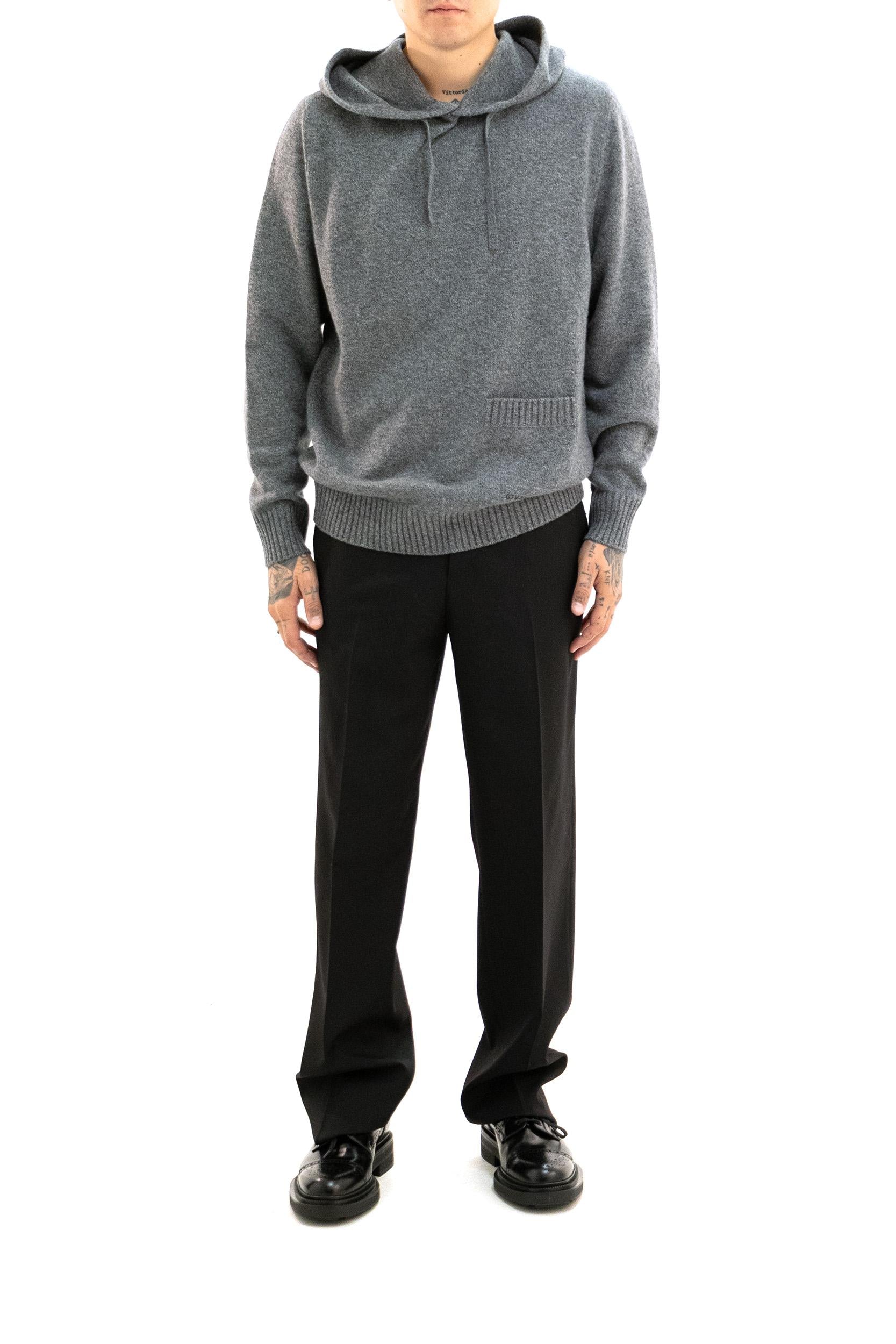 Felpa con Cappuccio in Cashmere Grigio<BR/> BM90VH4YNR 067 GIVENCHY 
