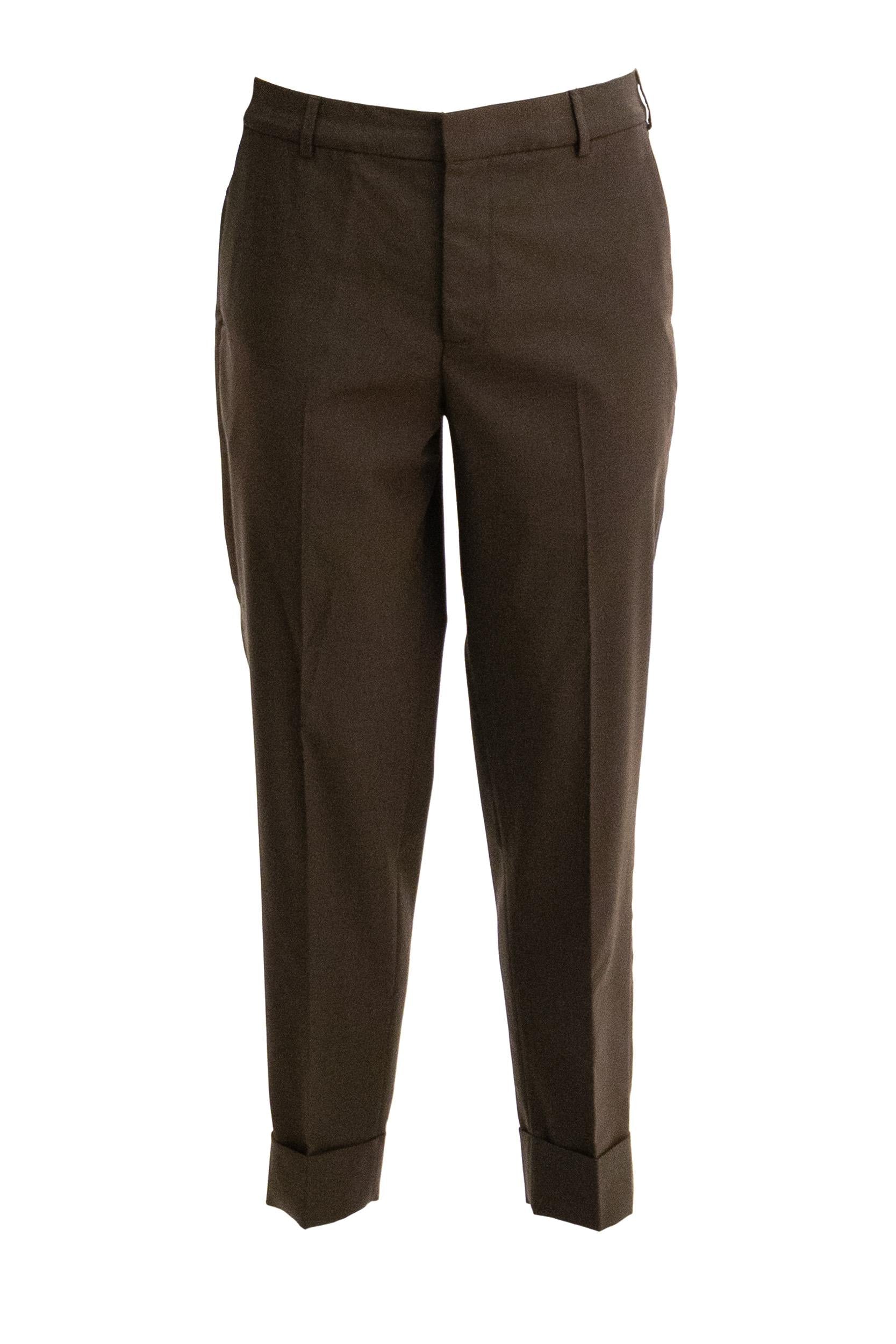 Pantaloni in lana di colore marrone<BR/> S.M03.BERGEN 1627 144 CRUNA 