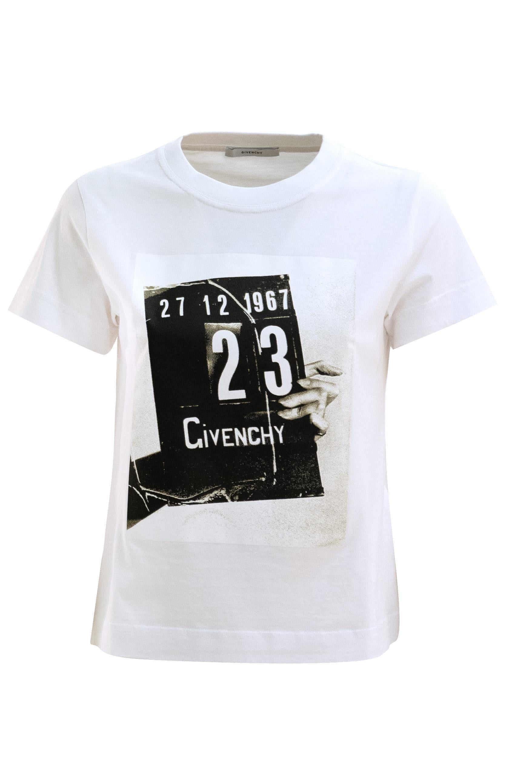 T-shirt in cotone di colore bianco<BR/> BW70FJP7A4 100 GIVENCHY 