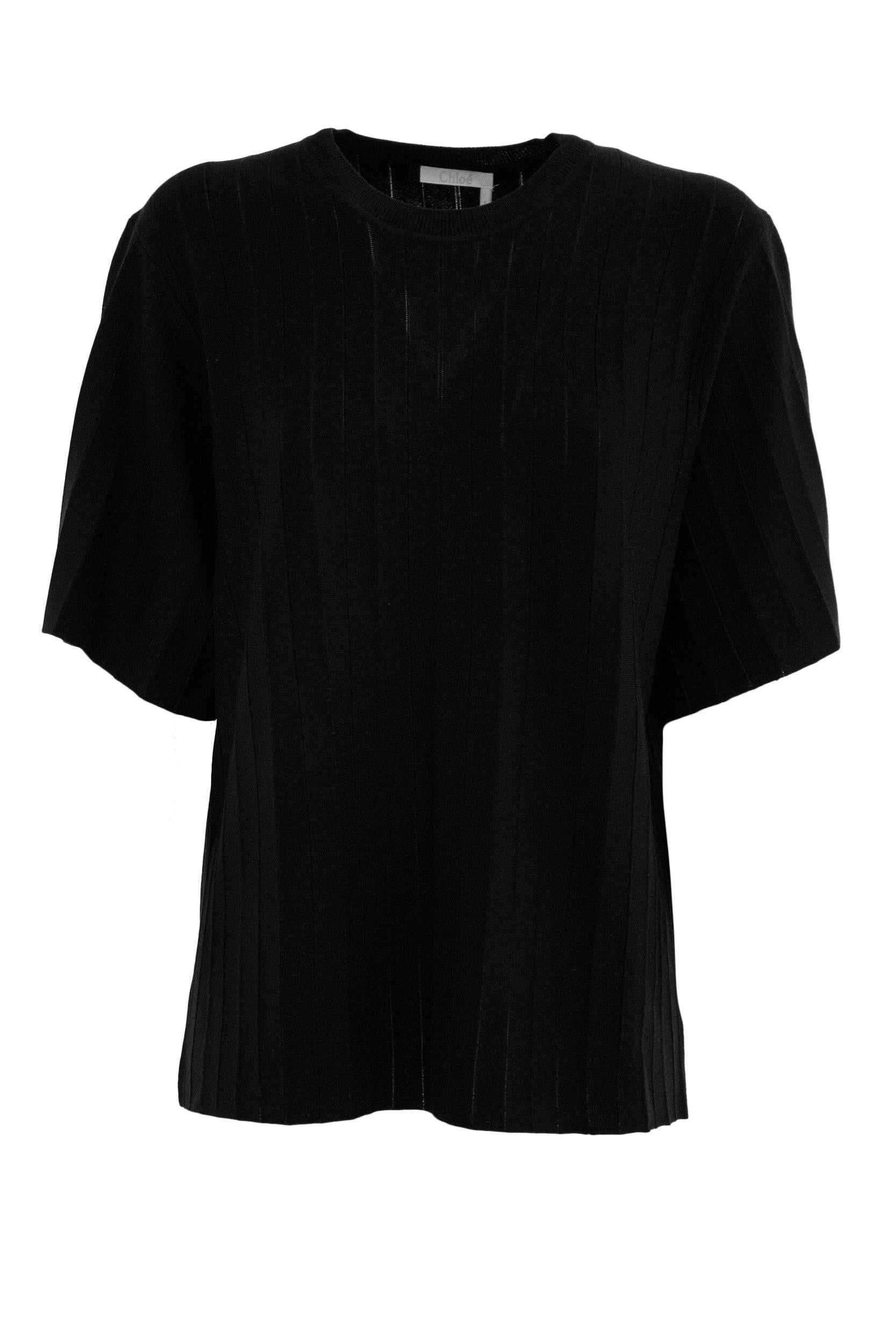 Top in Maglia a Coste<BR/> C23SMP16550 001 CHLOE' 