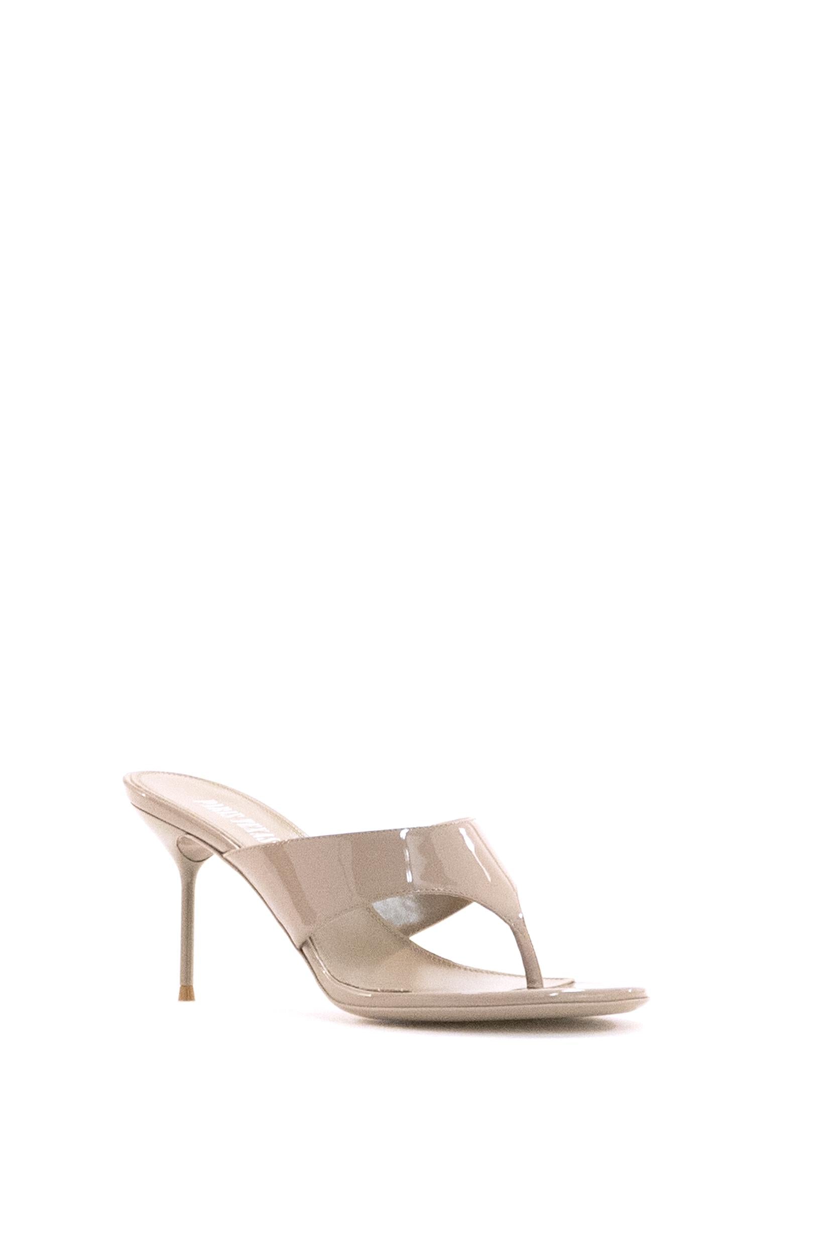 Mules Infradito Lidia in vernice color tortora<BR/> PX1951 TAUPE PARIS TEXAS 