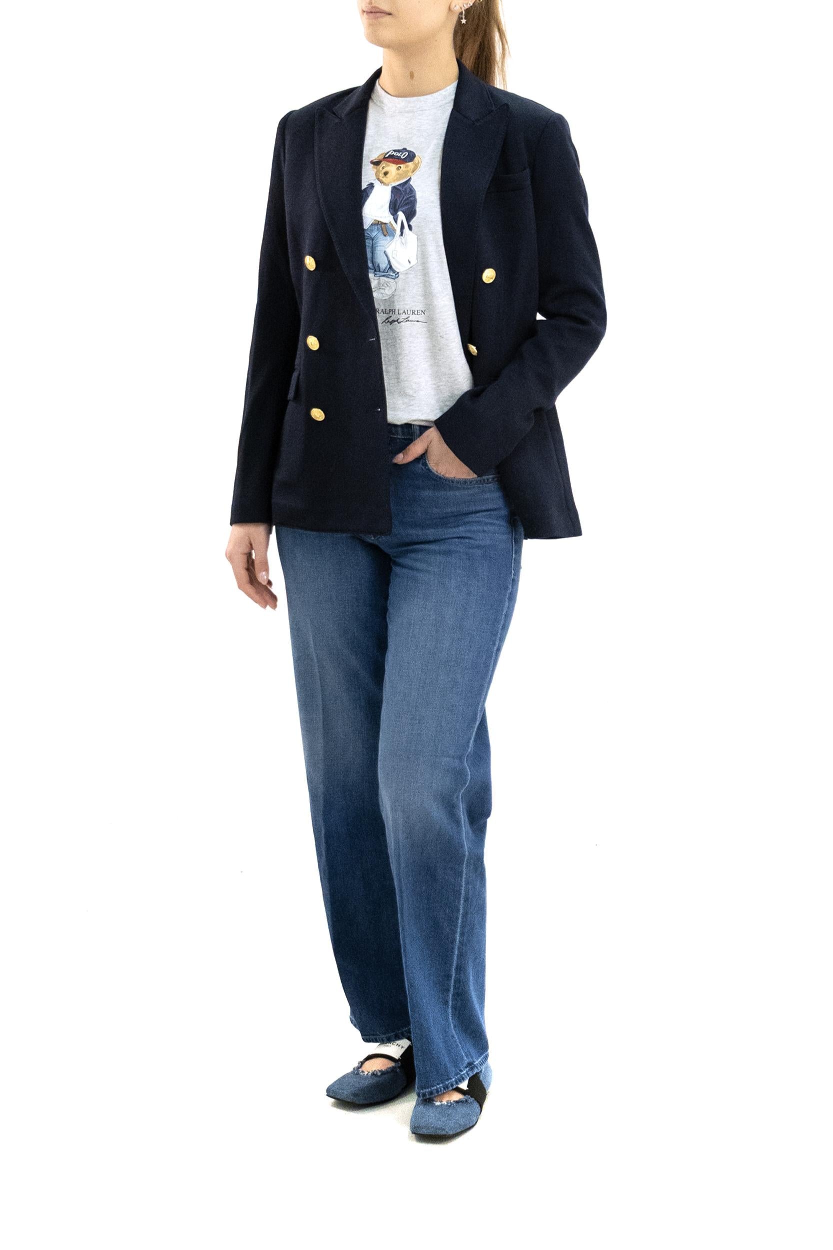 Blazer Doppiopetto in Maglia<BR/> 211910134001 NAVY POLO RALPH LAUREN 