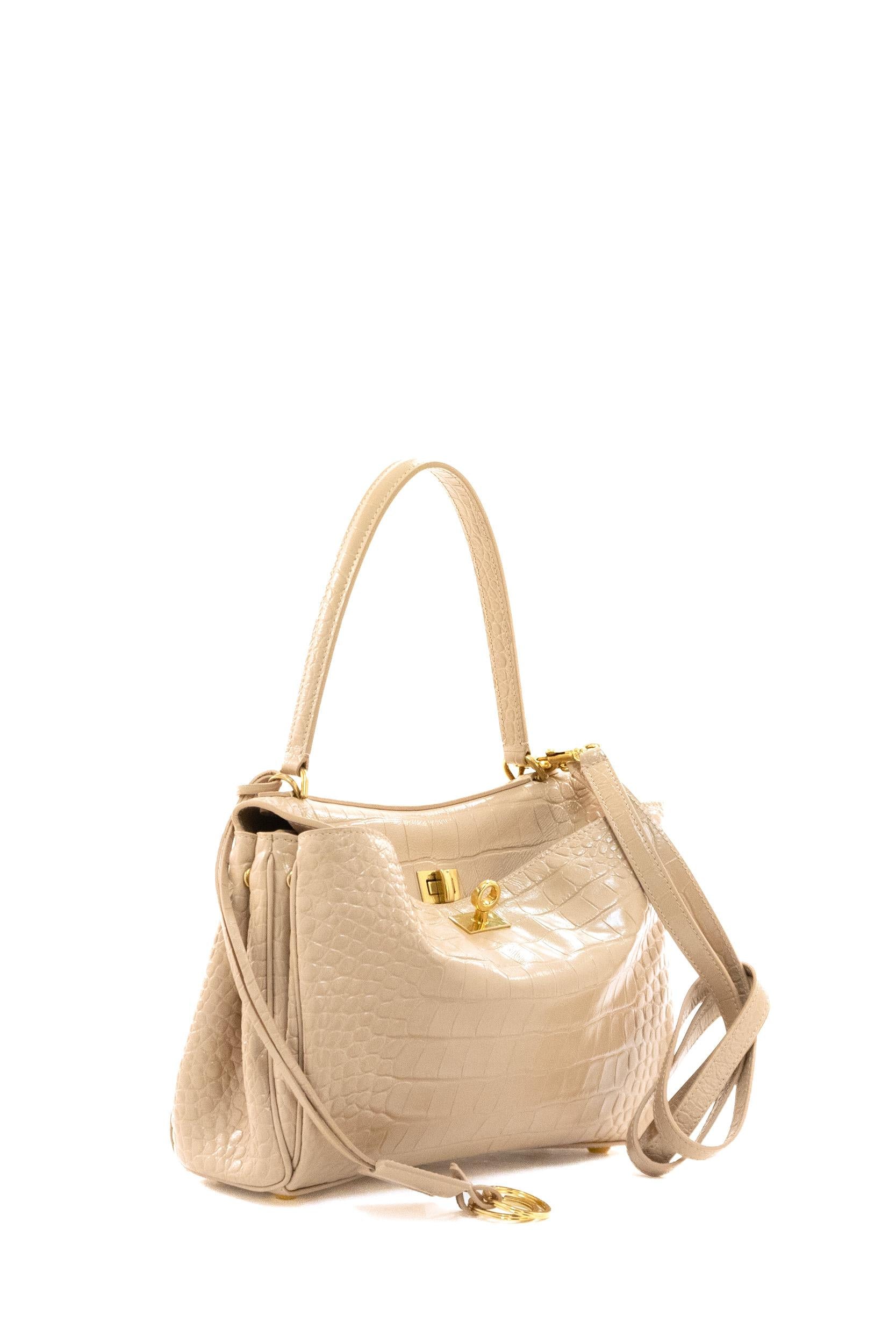 Borsa Rodeo Piccola in pelle stampa cocco colore beige<BR/> 789779 2AA5L 2758 BALENCIAGA 