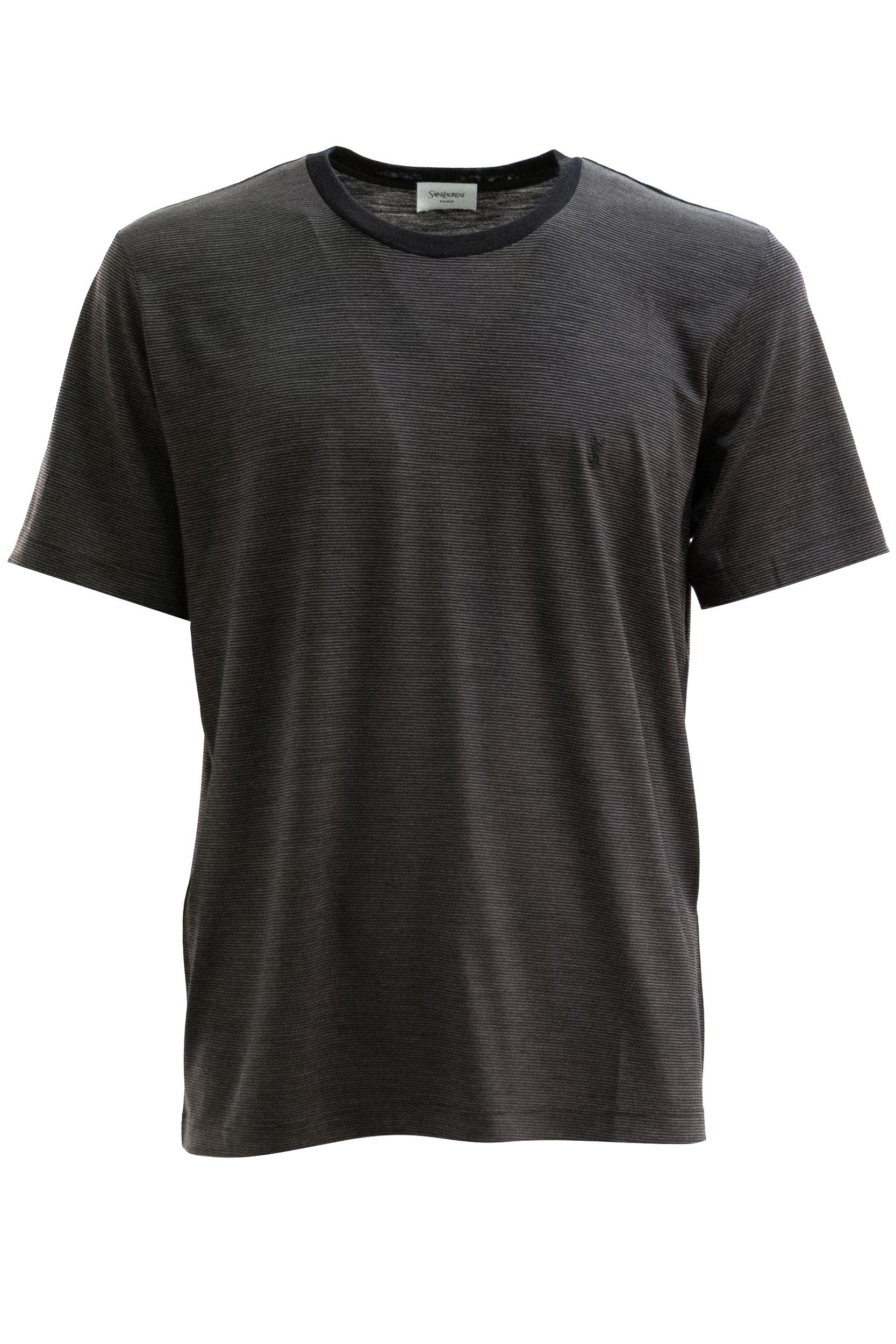 T-shirt in lana a righe di colore marrone e nero<BR/> 858314 Y38AS 1079 SAINT LAURENT 