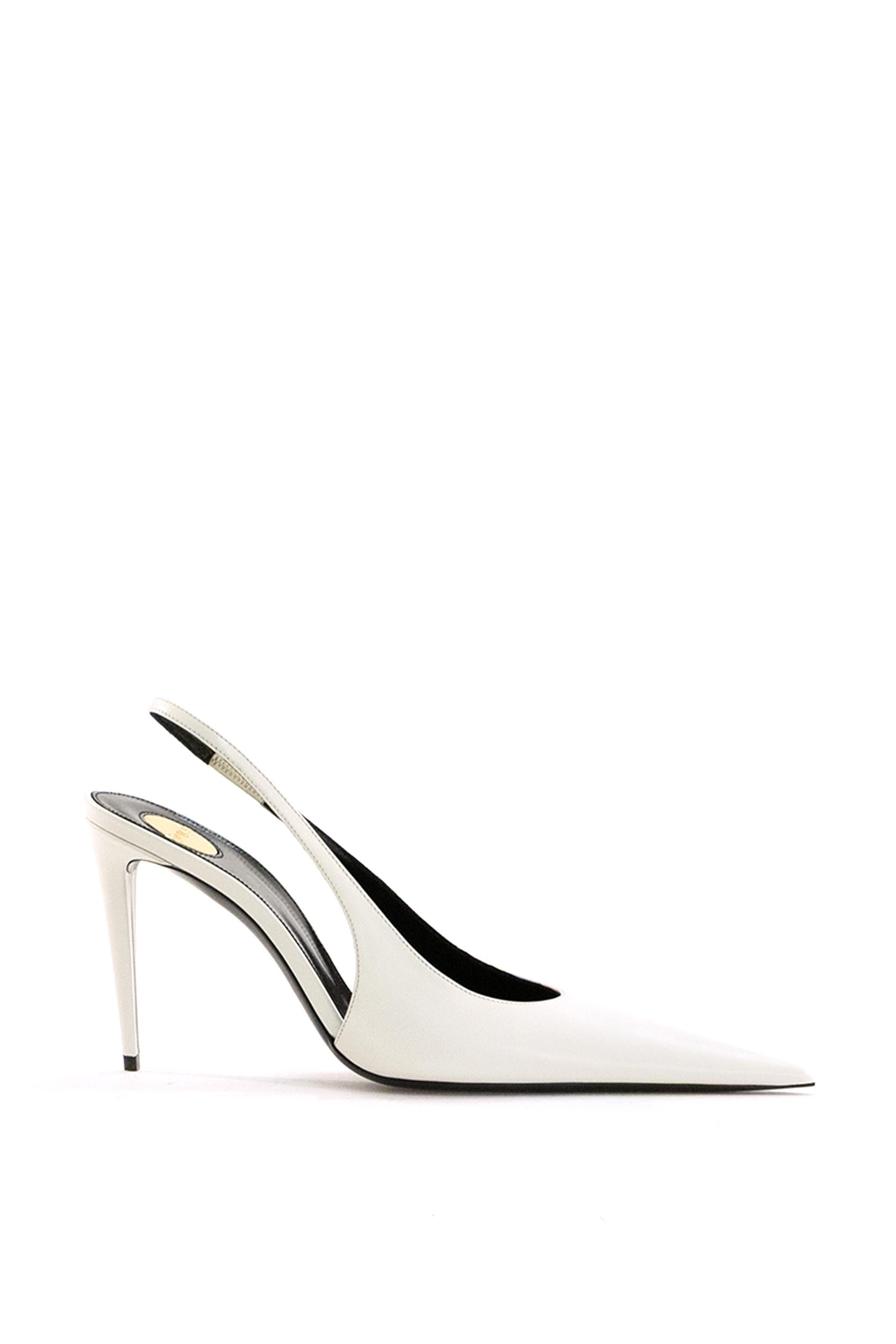 Slingbacks in pelle verniciata di colore bianco <BR/> 870505 AAF29 9014 SAINT LAURENT 