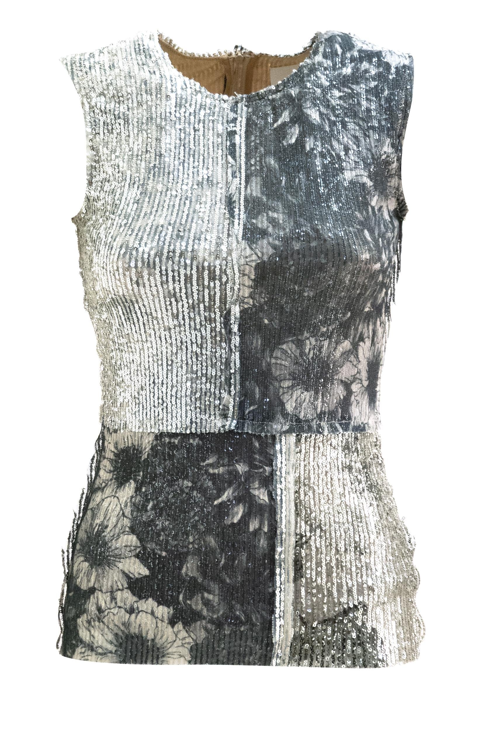 Top floreale con paillettes multicolore<BR/> S29NC0535 MTJ054 962 MAISON MARGIELA 