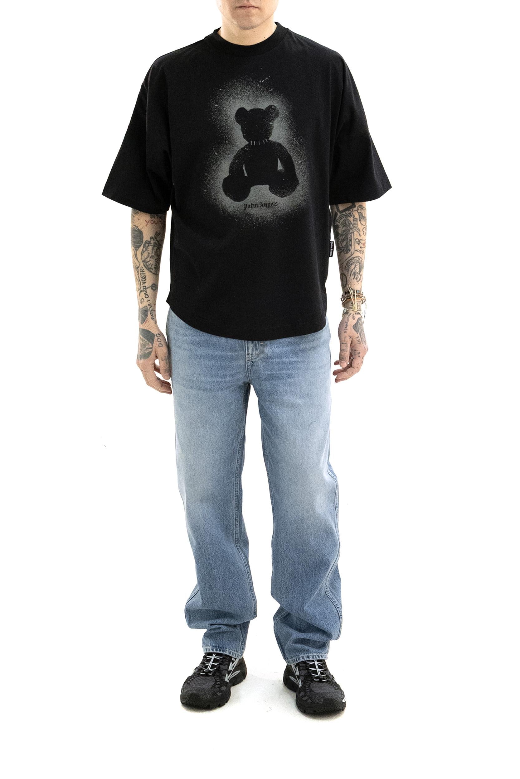 T-shirt Spray Bear in Cotone<BR/> PMAA10BS26JER002 1007 PALM ANGELS 