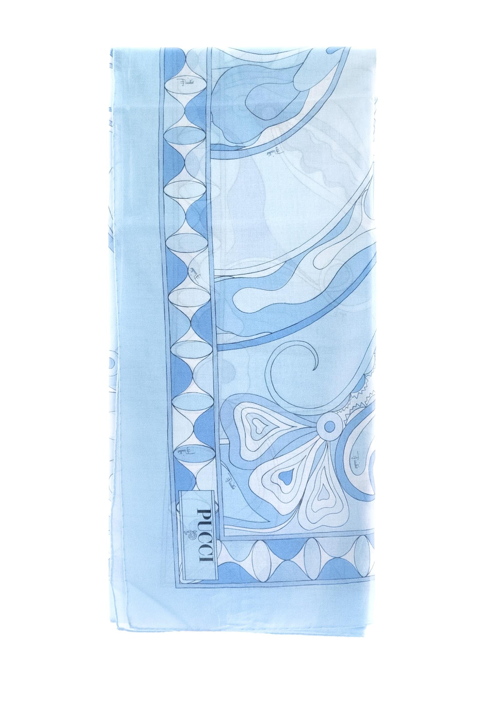 Pareo in cotone con stampa Orchidee di colore azzurro<BR/> 6HPD05 6H974 P73 EMILIO PUCCI 