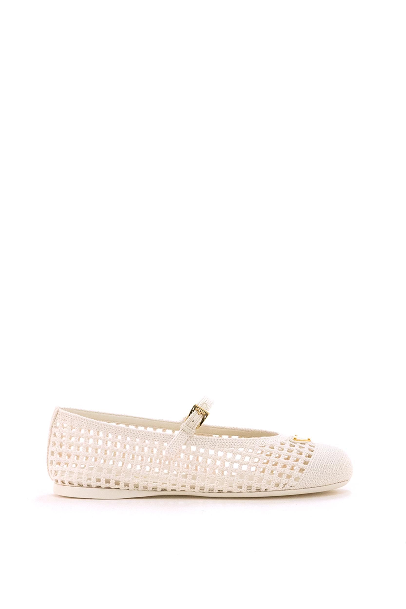 Ballerine in maglia crochet di colore avorio<BR/> 1F364O F 005 2F46 F0304 PRADA 
