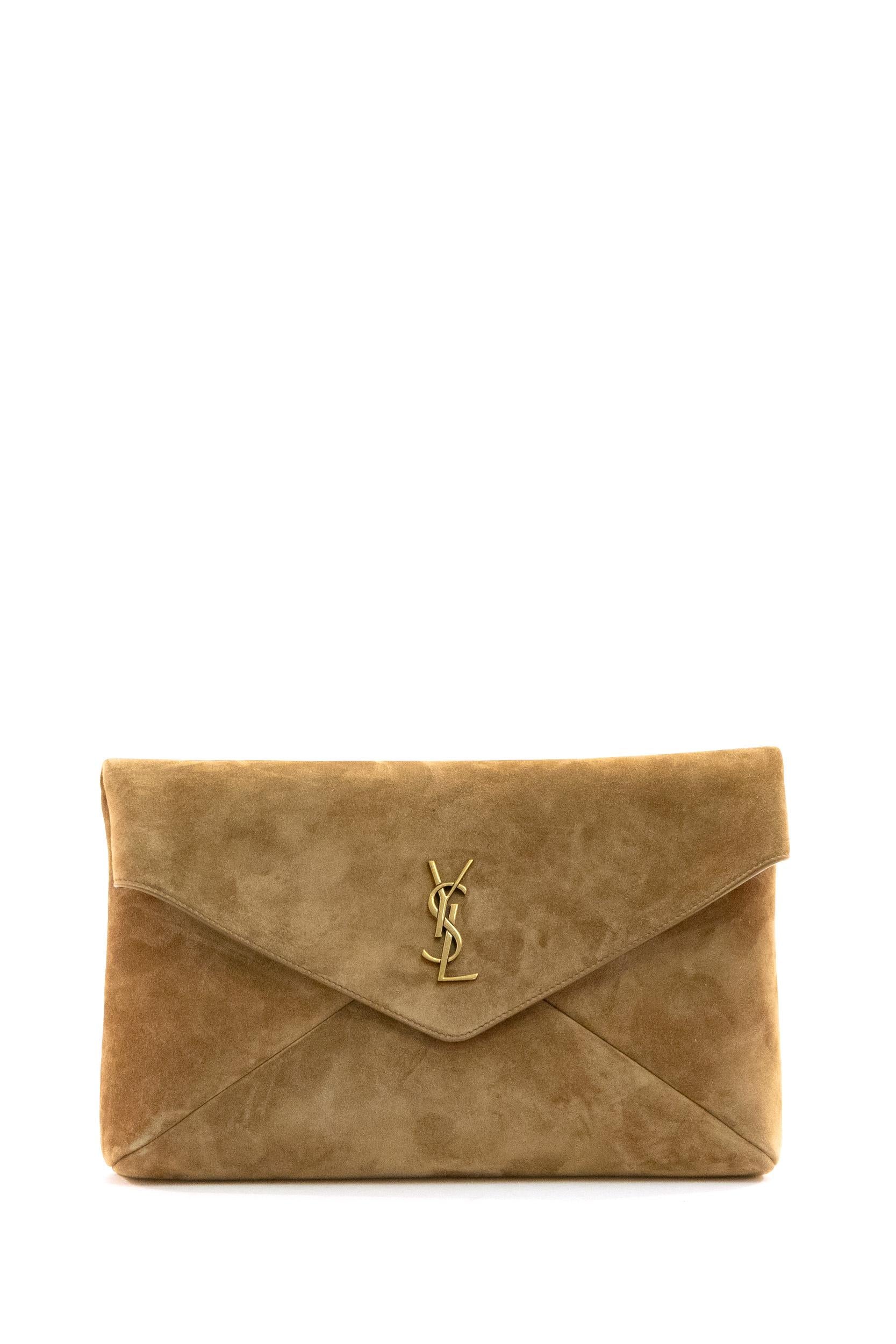Beige Suede Envelope Clutch - Main Image