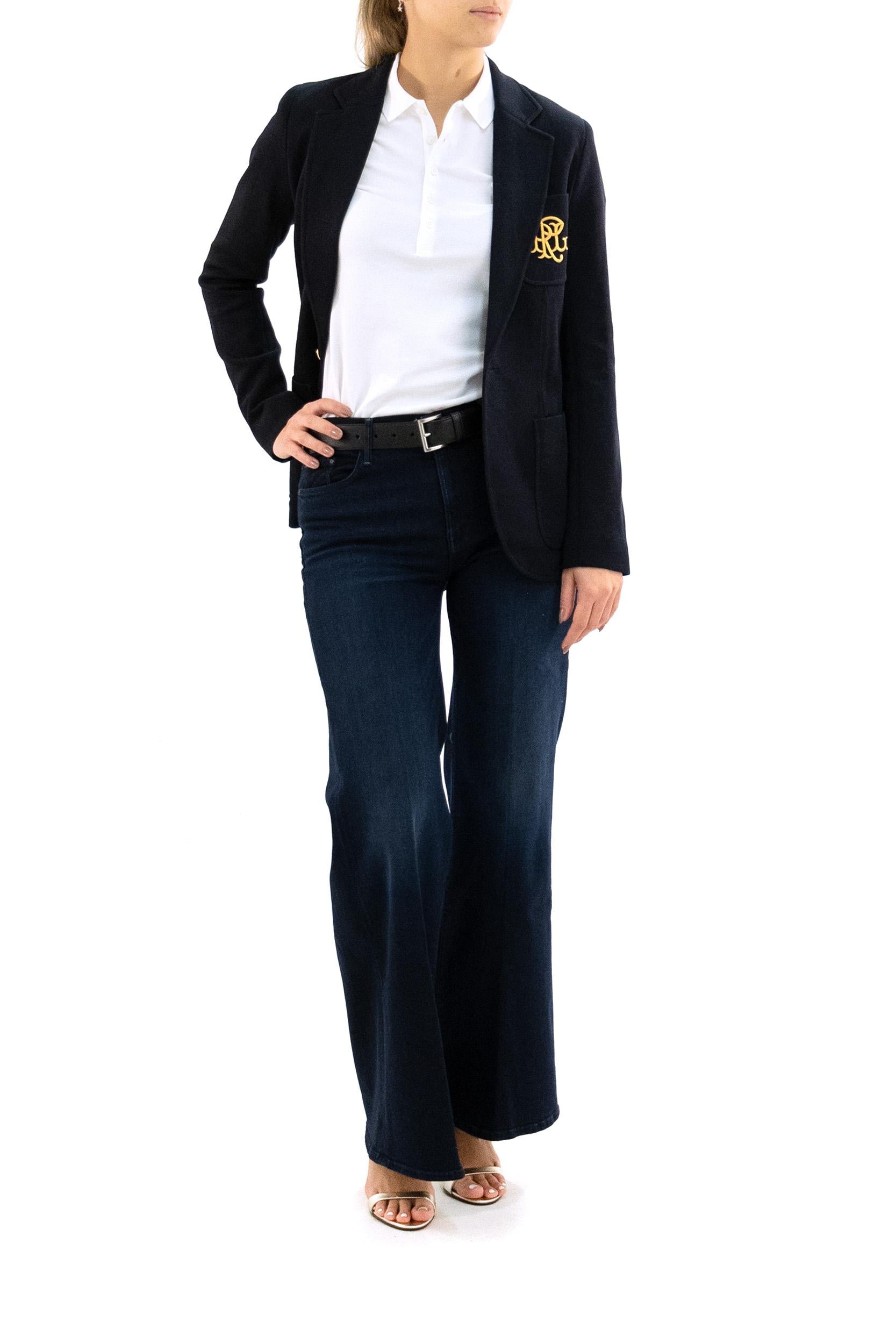 Giacca monopetto in maglia color blu<BR/> 211795348002 NAVY POLO RALPH LAUREN 