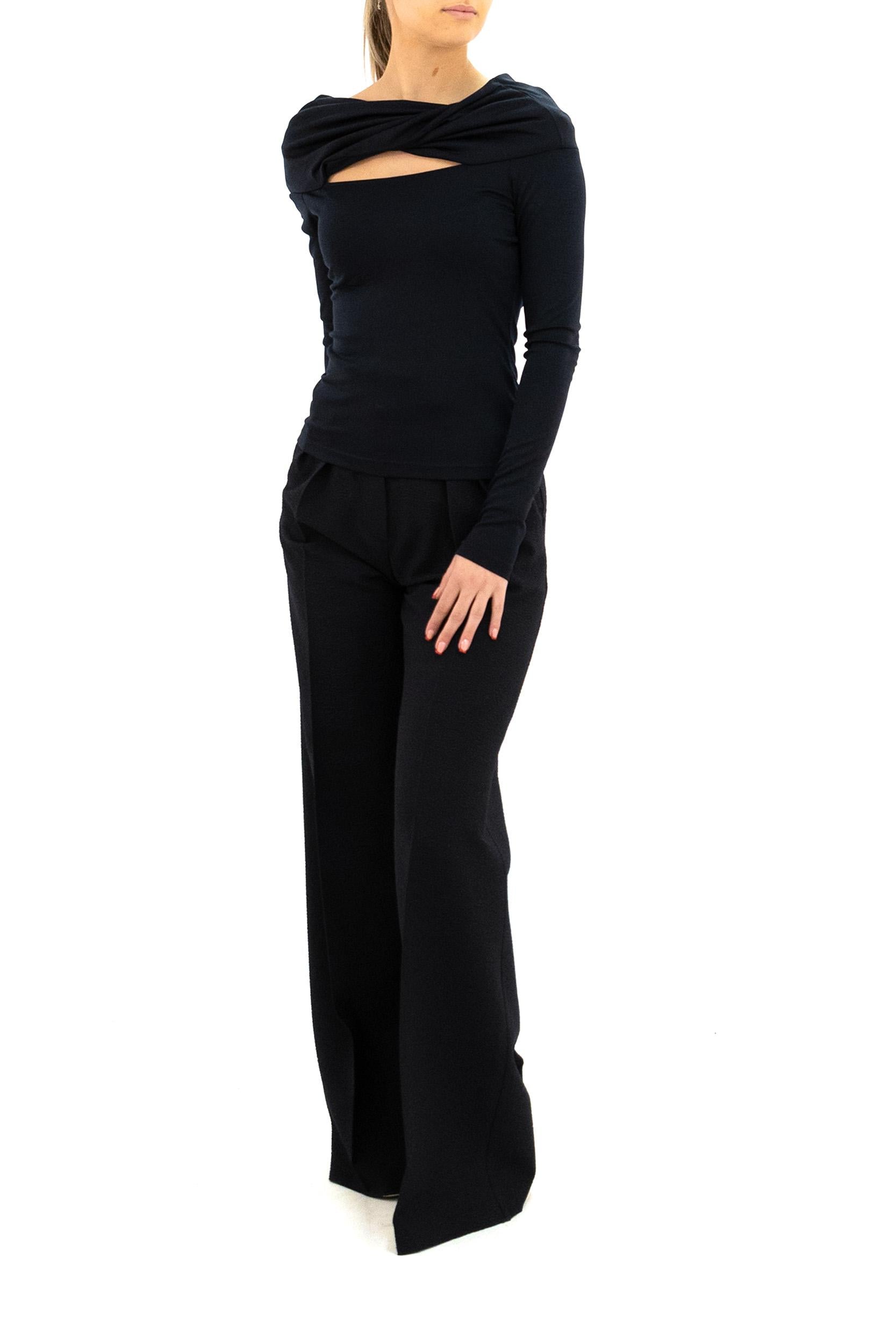 Top in interlock di pura lana di colore blu<BR/> MXPORAFO 004 MAX MARA 