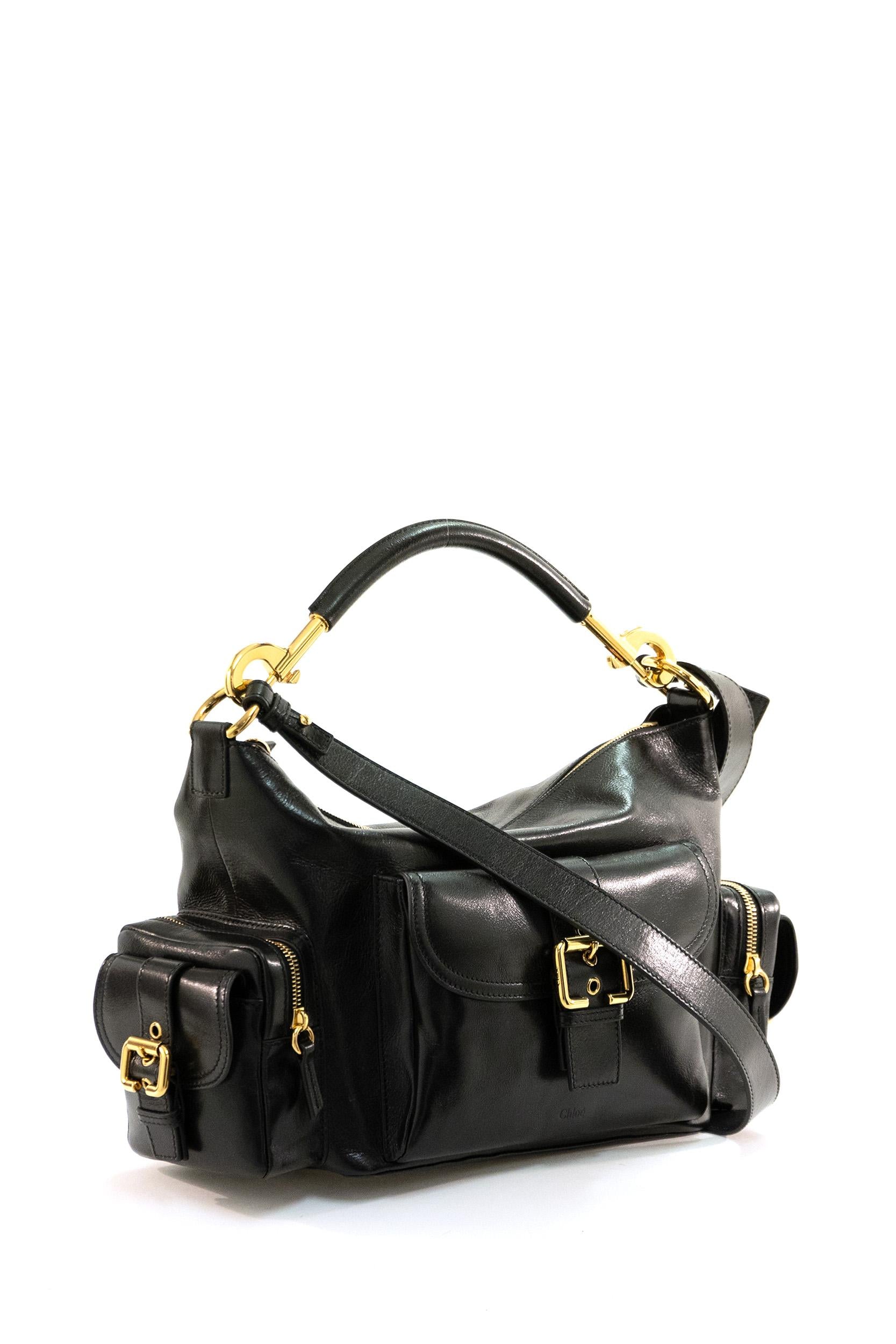 Camera Bag in pelle lucida color nero <BR/> C24AS533N83 001 CHLOE' 