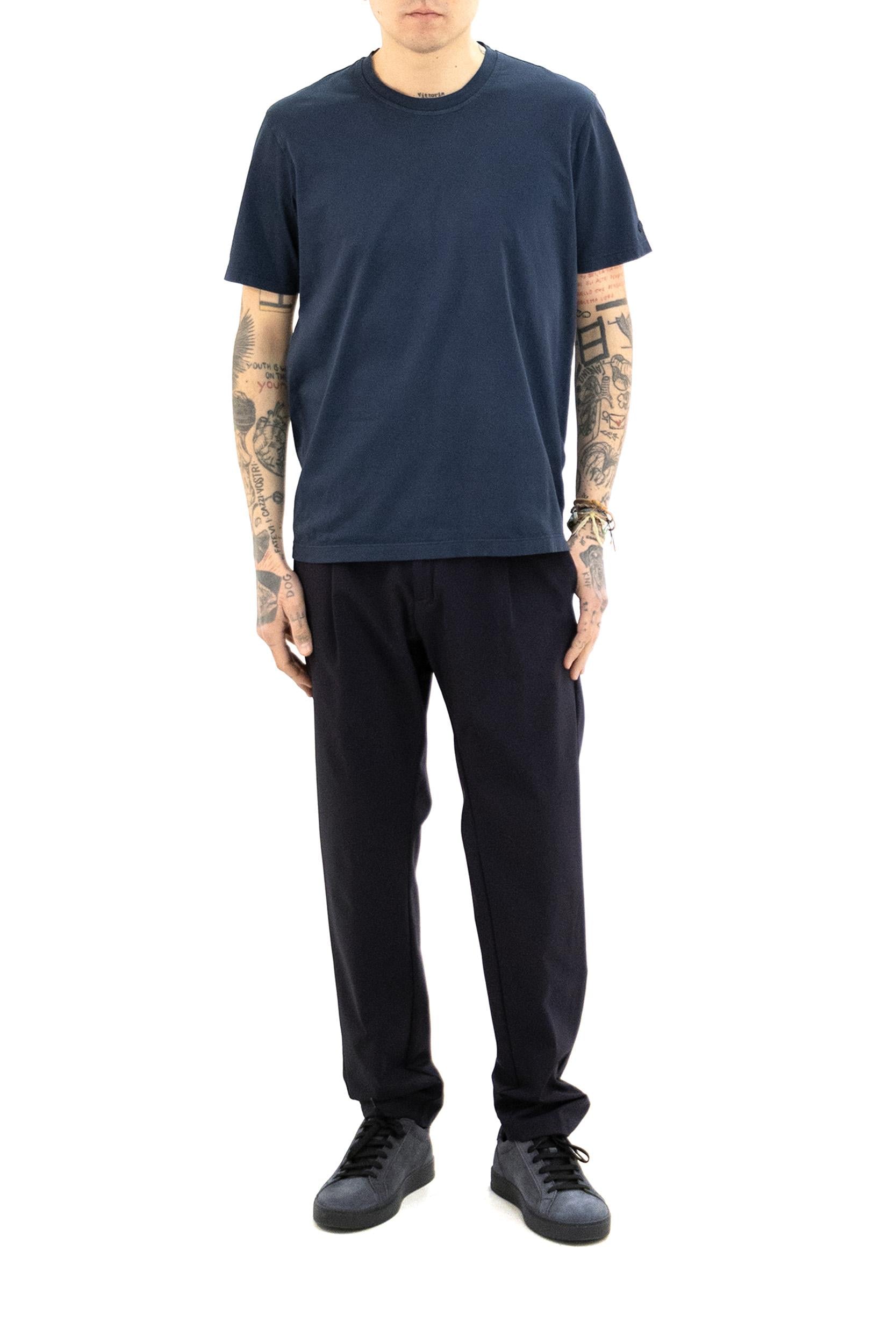 T-shirt in jersey di cotone di colore blu<BR/> 25411006 013 PAUL & SHARK 