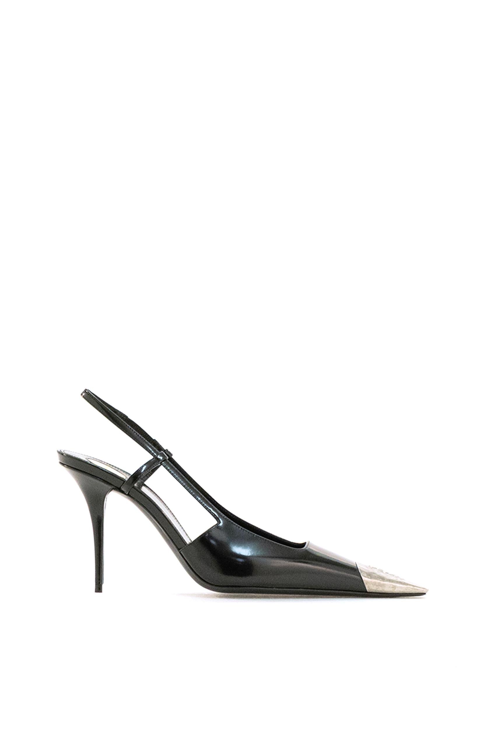 Slingback Jeanne in pelle lucida di colore nero<BR/> 841158 AAFAN 1000 SAINT LAURENT 