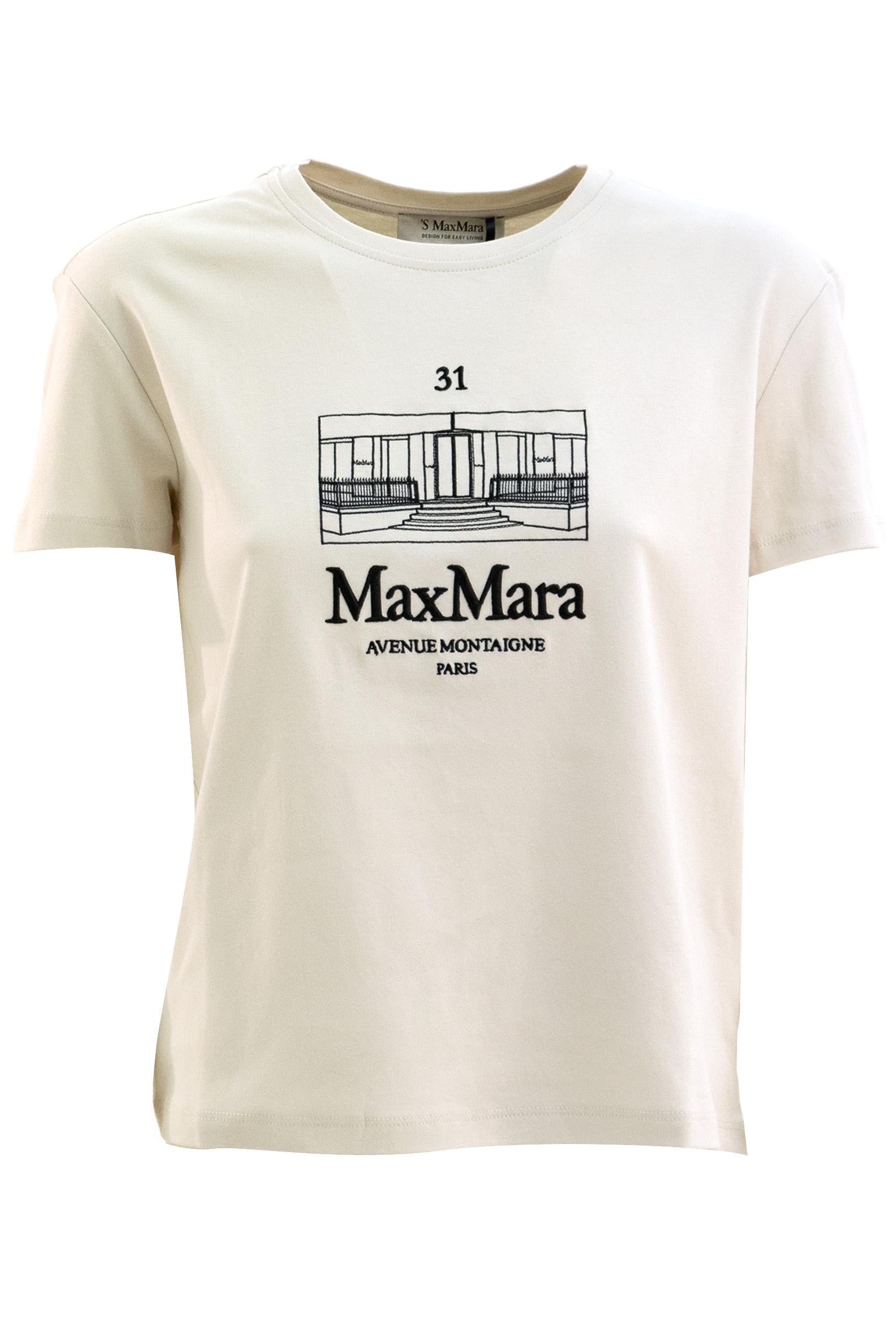 T-shirt in cotone color avorio<BR/> SMMBELLA 001 S MAX MARA 
