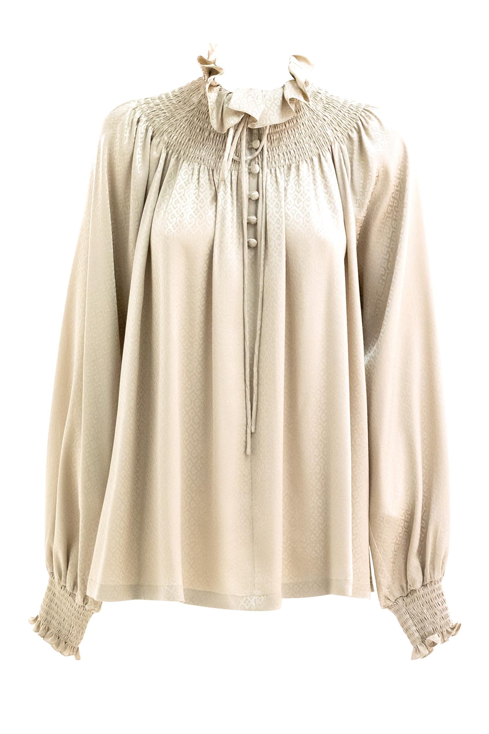 Camicia in seta con stampa geometrica color tortora <BR/> 8117061 TAUPE BEIGE BURBERRY 