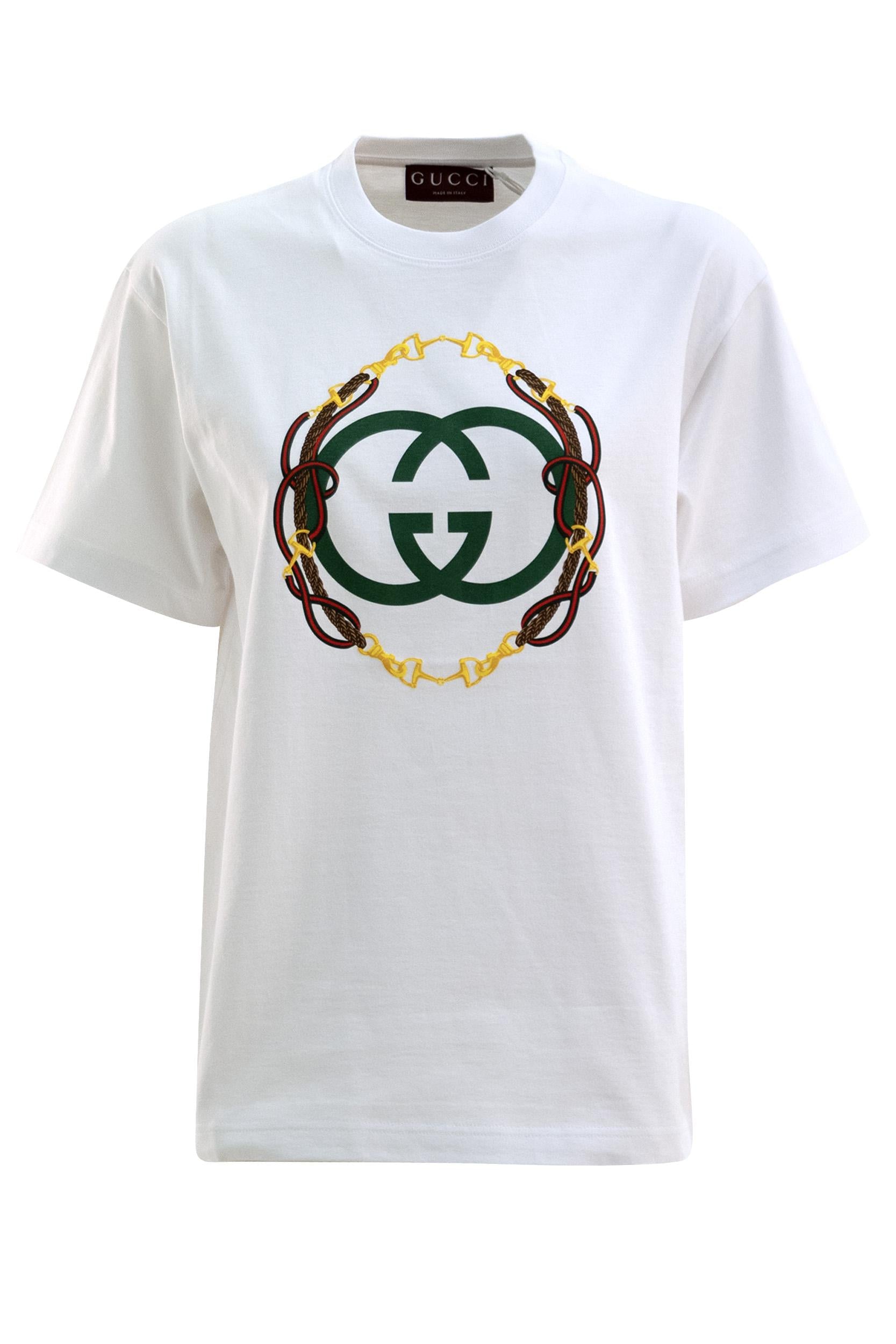 T-shirt in Jersey di Cotone con Stampa<BR/> 837959 XJHMY 9081 GUCCI 