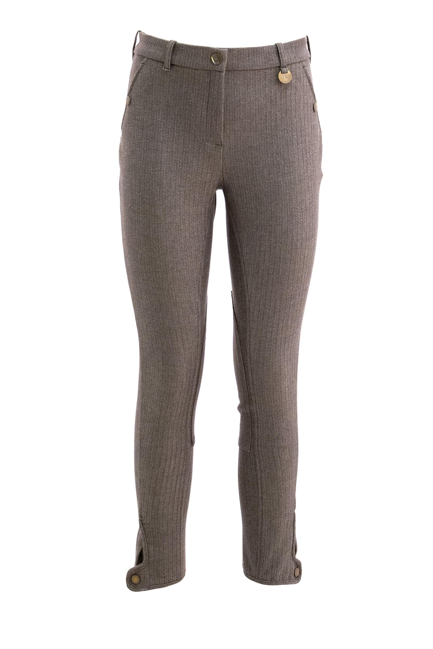 Pantaloni Jodhpur in cotone stretch con motivo spigato color marrone e grigio <BR/> 8116806 WLNUT TAUPE BURBERRY 