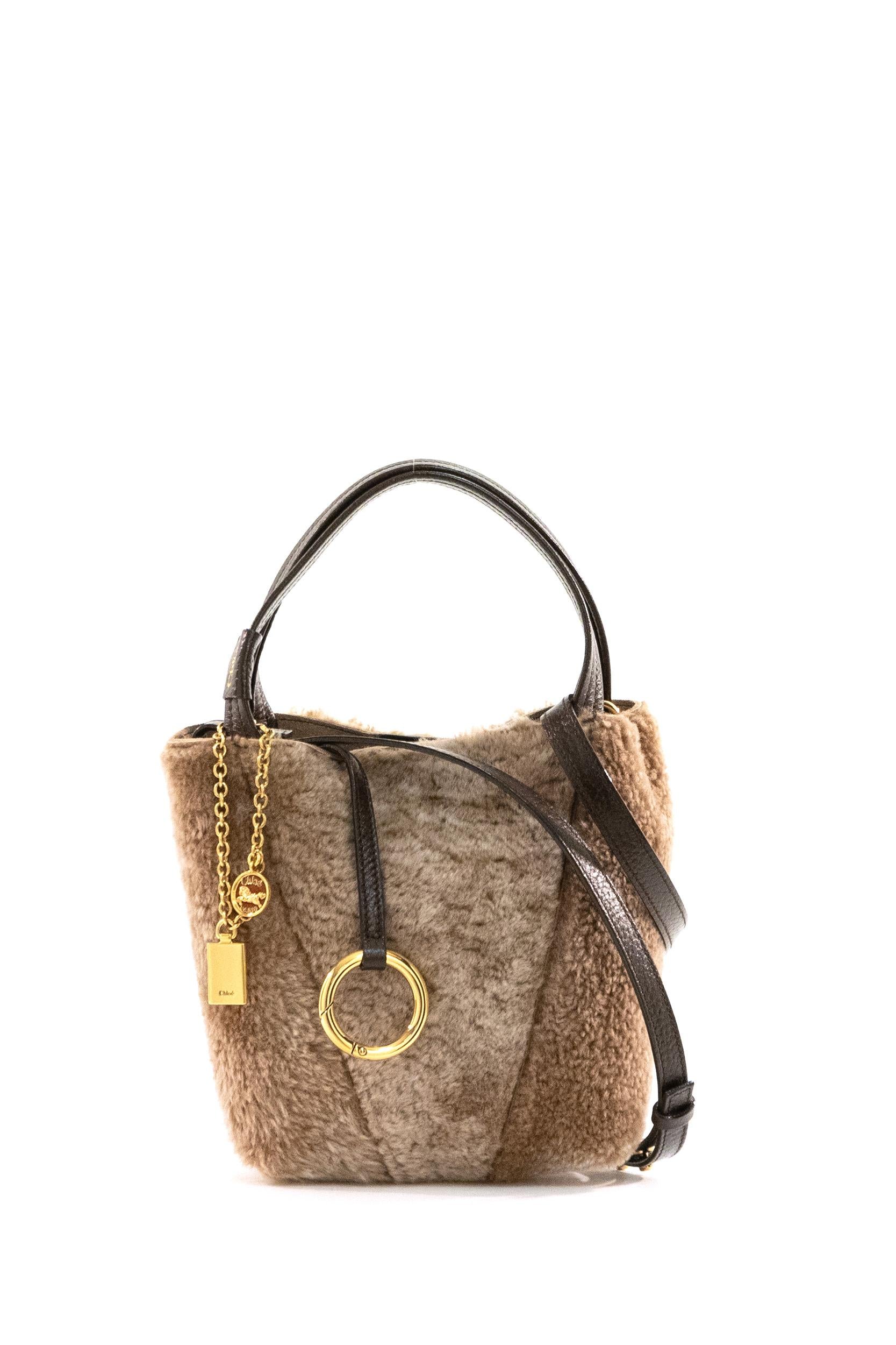 Borsa Spin in shearling color grigio<BR/> 25WS812Q45 083 CHLOE' 