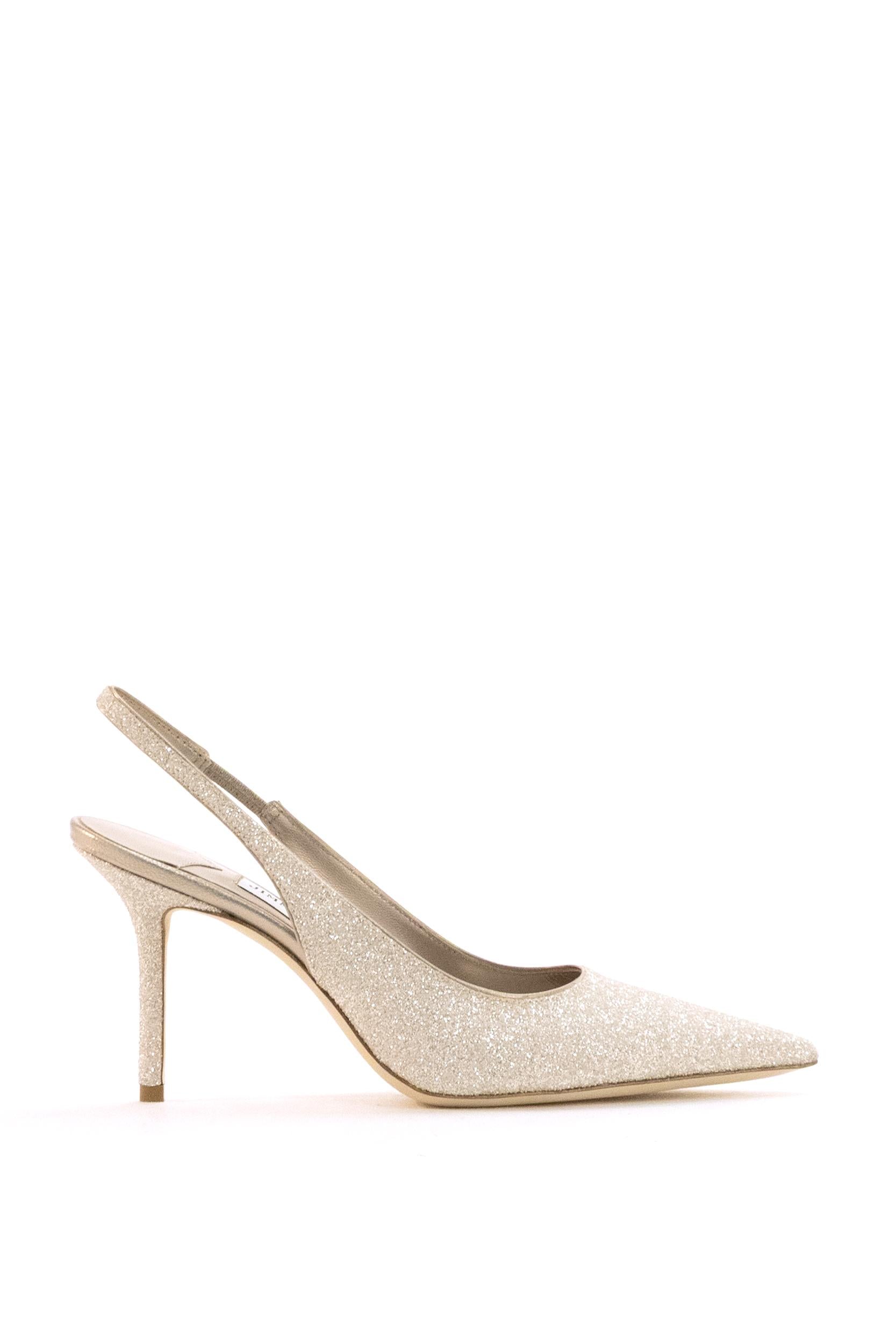 Slingback Love in Tessuto Glitterato<BR/> LOVE SB 85 GQI LIGHT SOFT GOLD JIMMY CHOO 