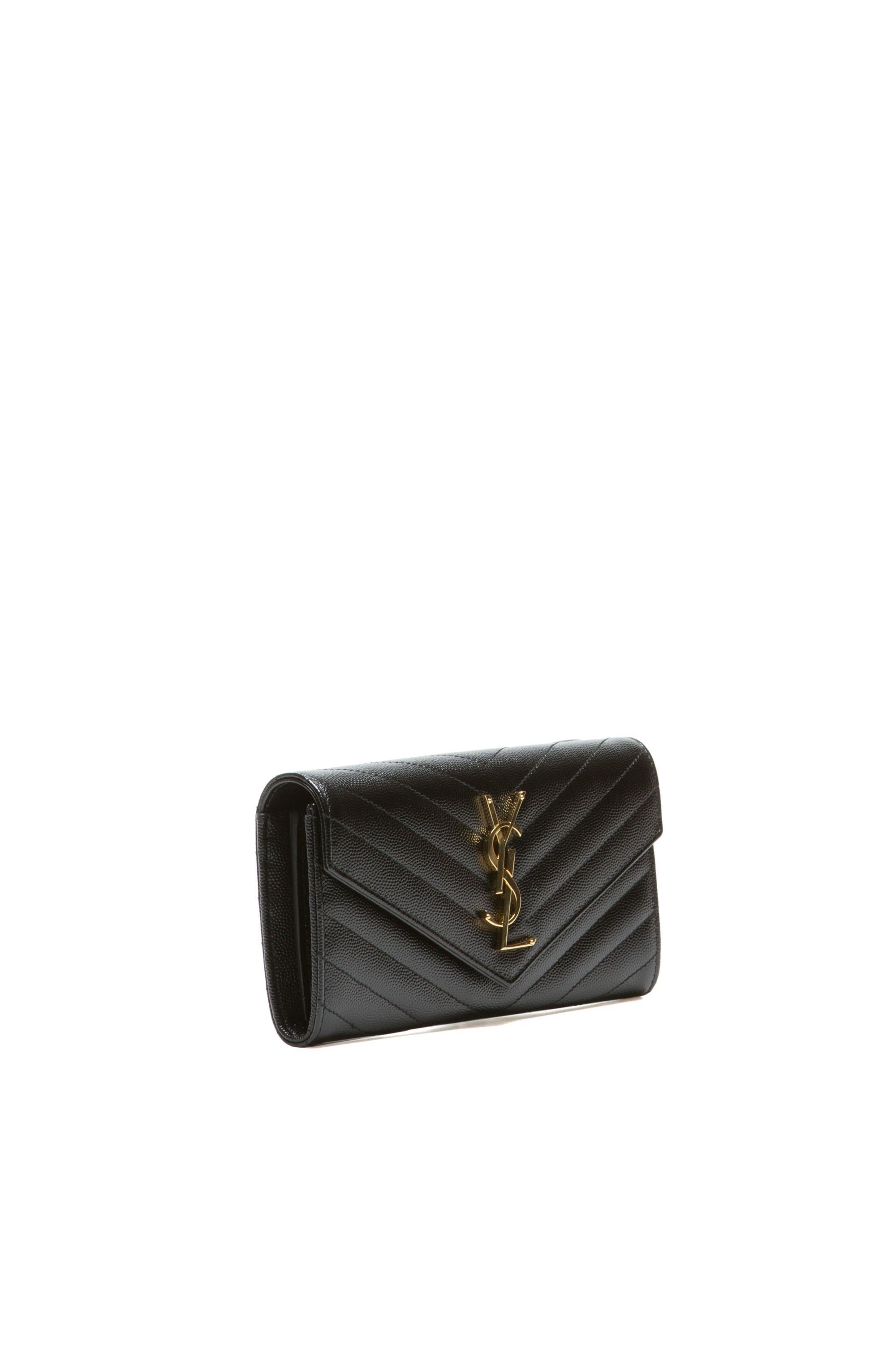 Portafoglio in pelle grain de poudre matelassè color nero 372264 BOW01 1000 SAINT LAURENT 