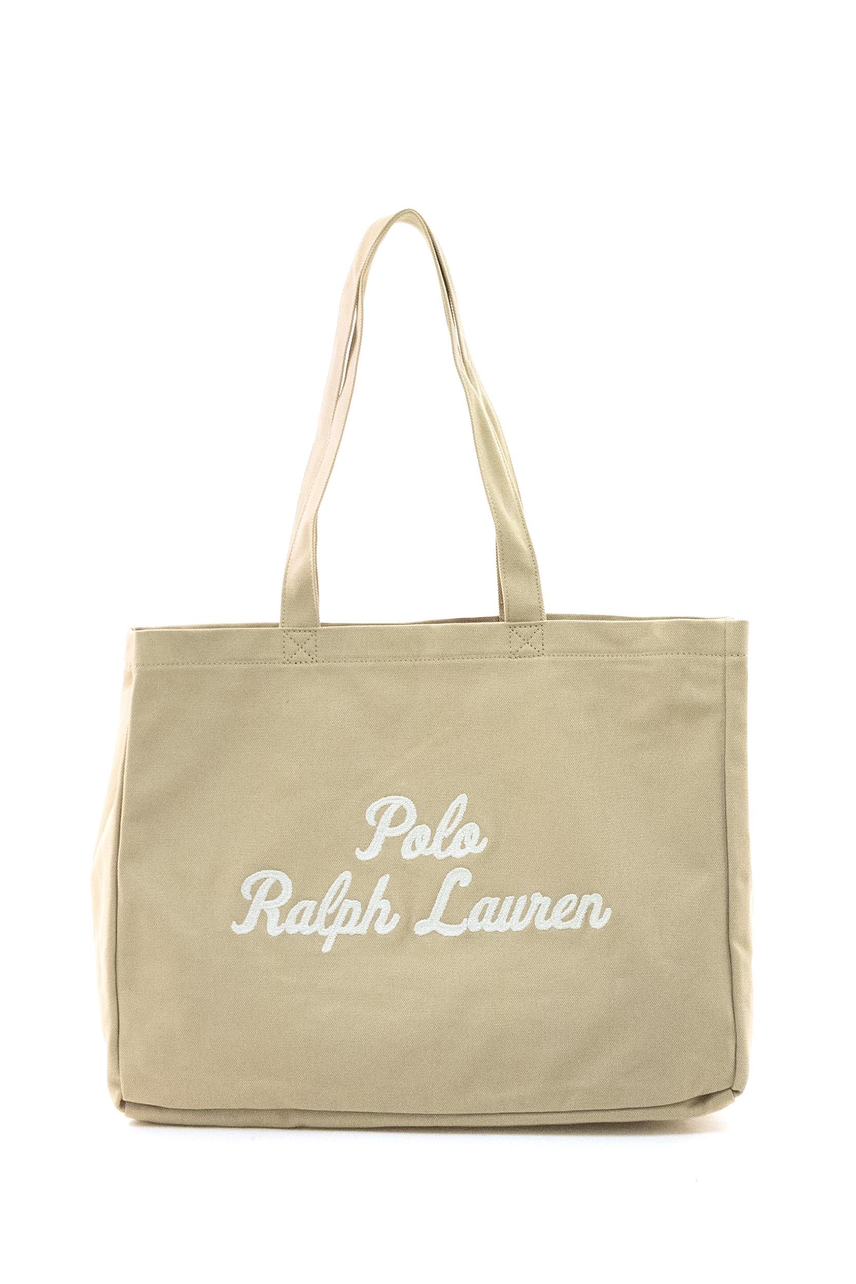 Borsa tote in cotone di colore beige <BR/> 405962436002 TAN POLO RALPH LAUREN 