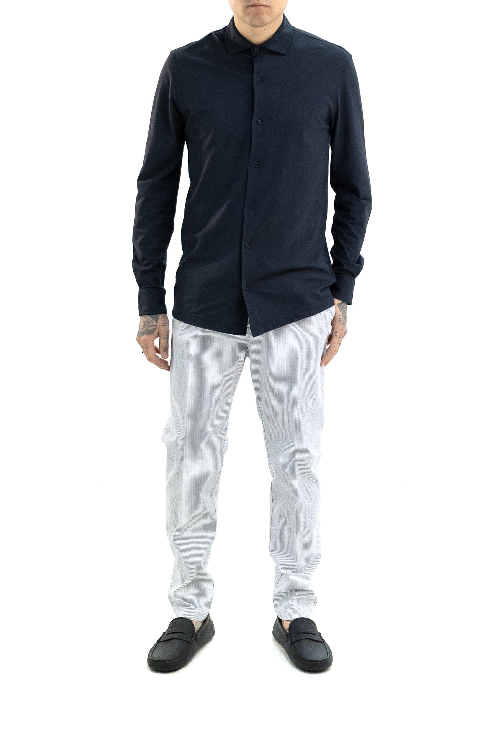 Pantaloni Mitte a Righe in Cotone Stretch<BR/> S.M04.MITTE 1708 524 CRUNA 