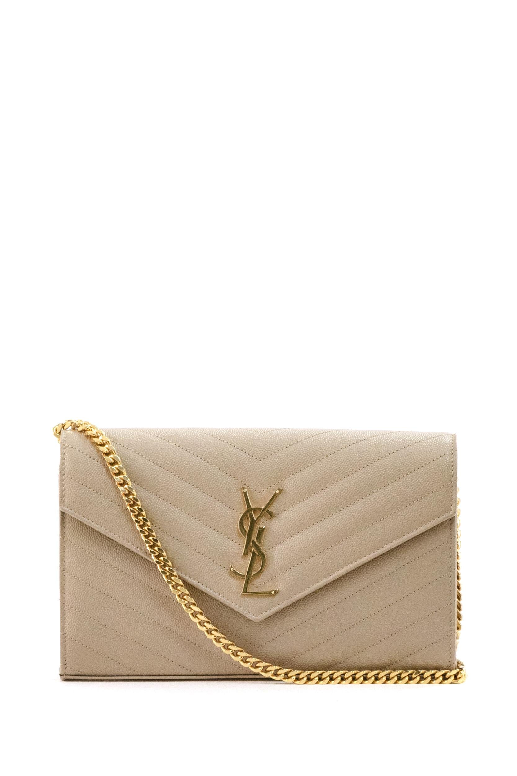 Pochette Cassandre in Pelle Grain de Poudre<BR/>colore beige 377828 BOW01 2721 SAINT LAURENT 