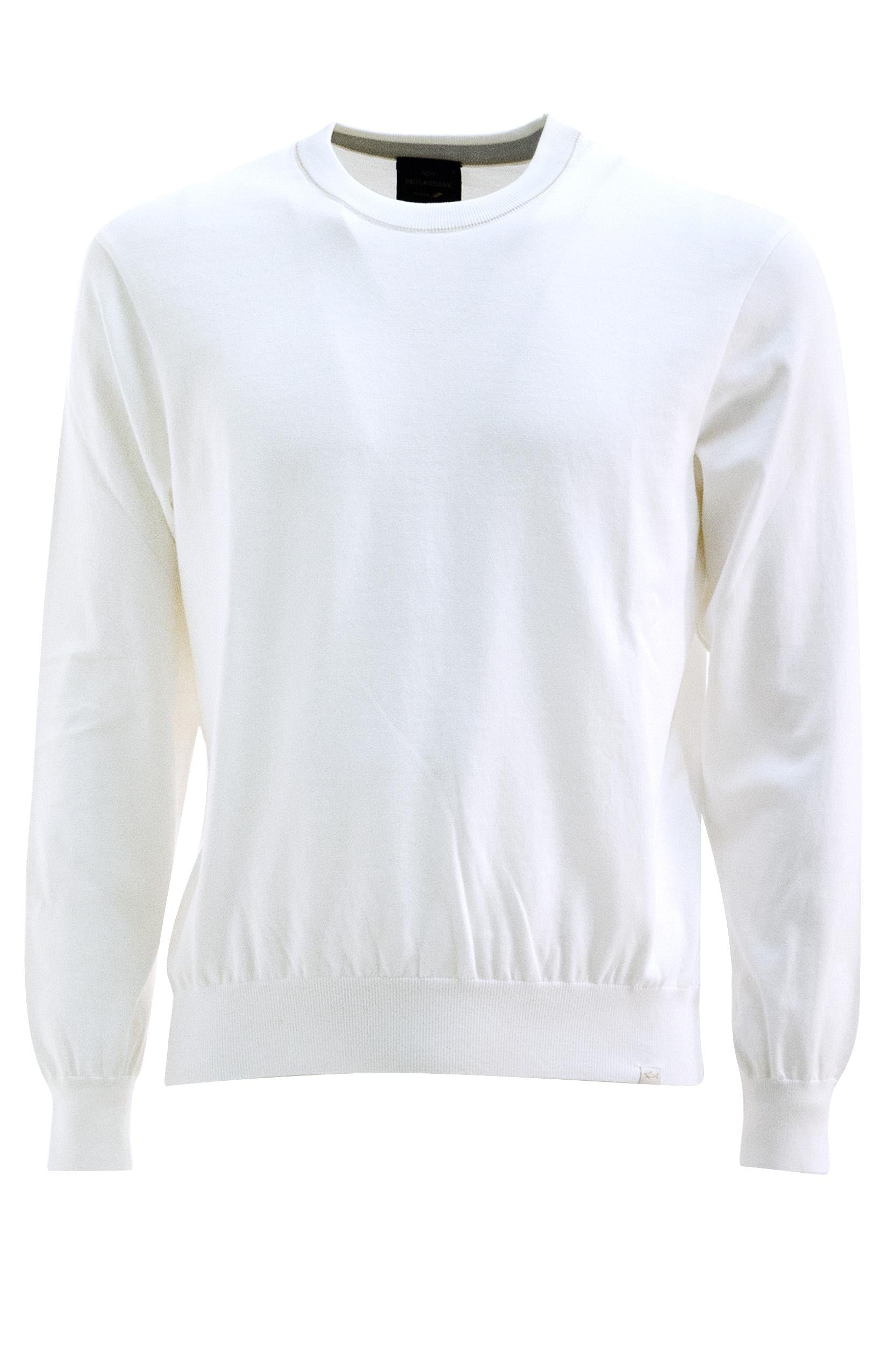 Pullover in cotone di colore bianco<BR/> 26411515 108 PAUL & SHARK 