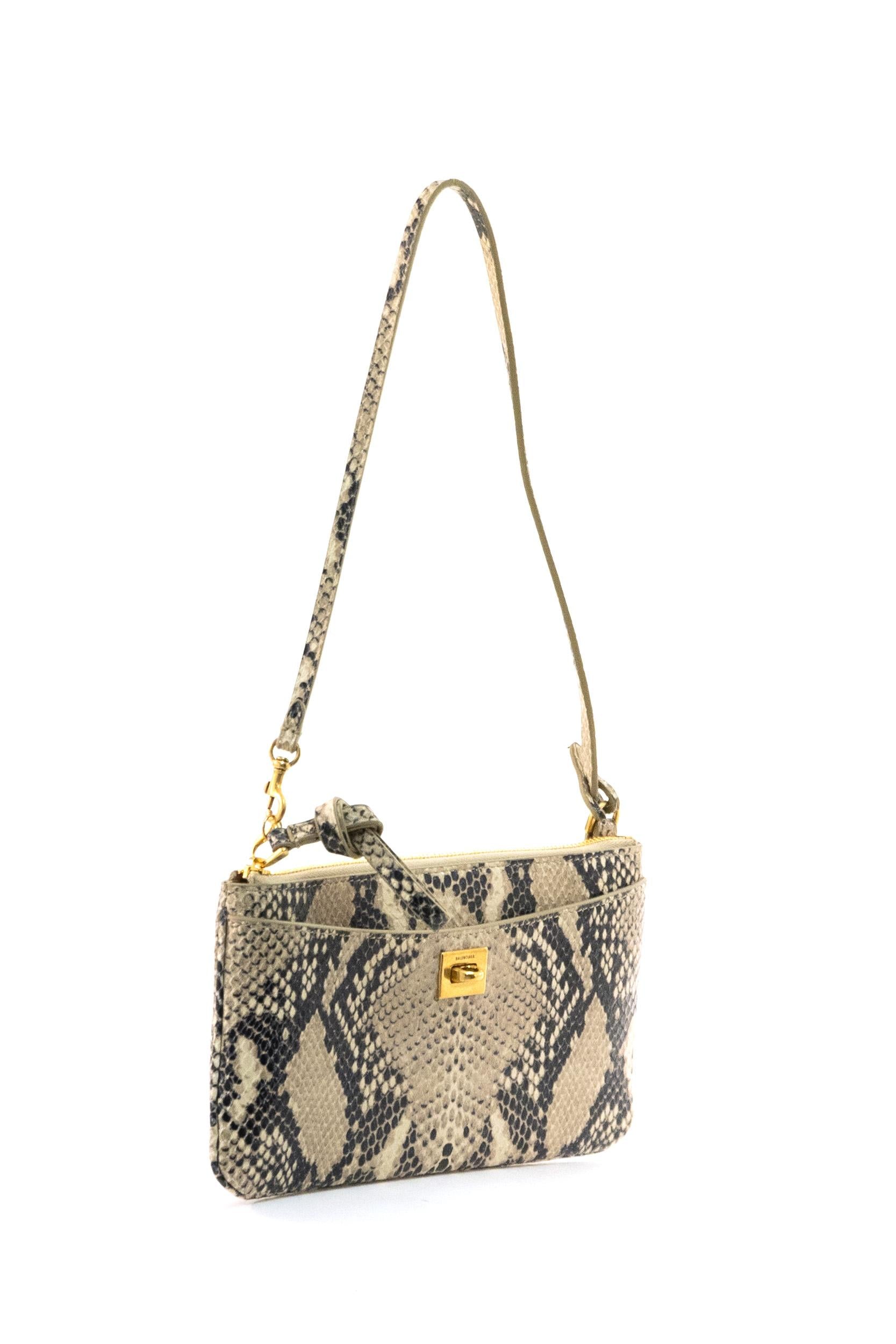 Pochette Rodeo in pelle con lavorazione pitone naturale<BR/> 853395 2ACAM 2417 BALENCIAGA 