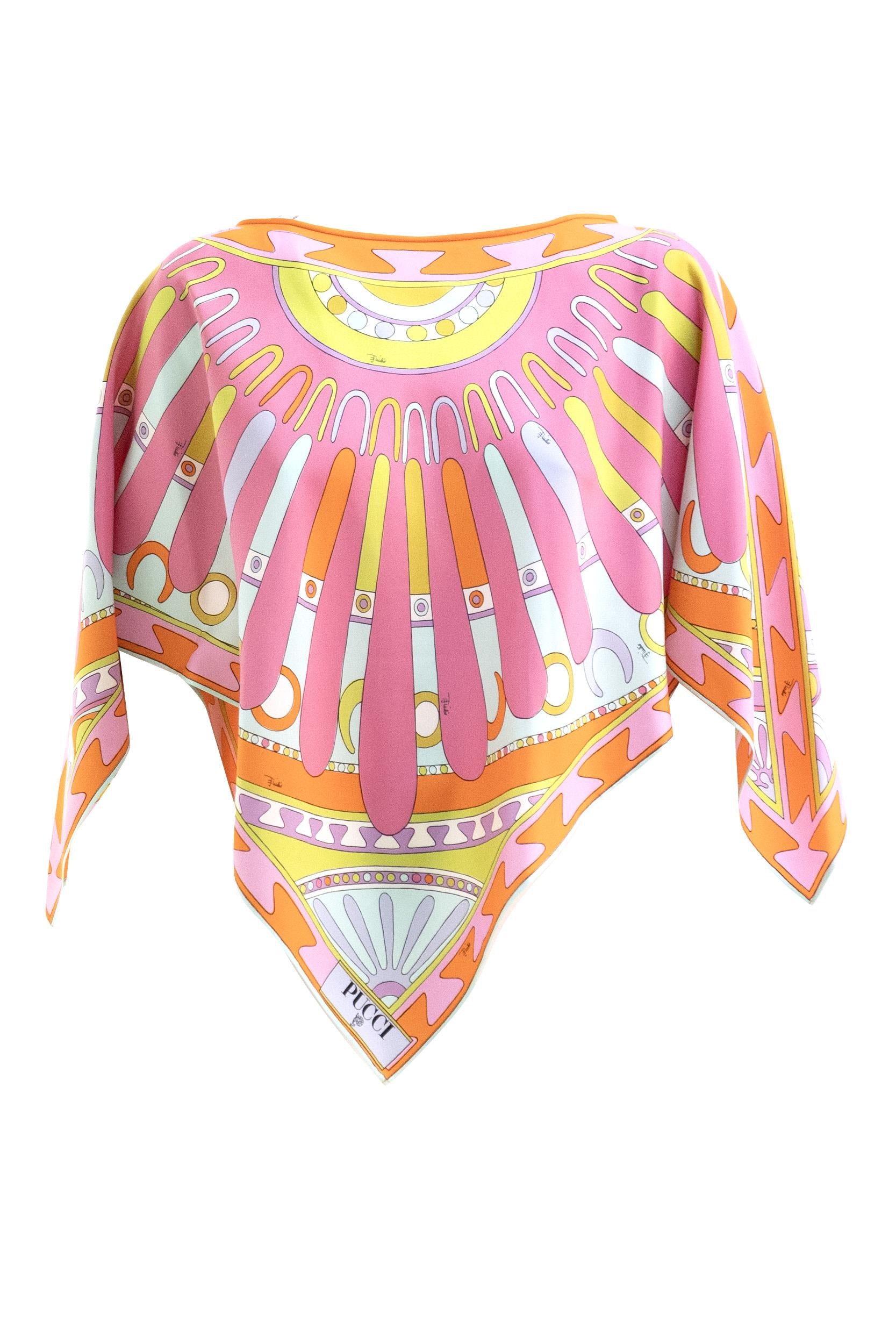 Top caftano in seta con stampa Soleil multicolore<BR/> 6HRM95 6H893 P62 EMILIO PUCCI 
