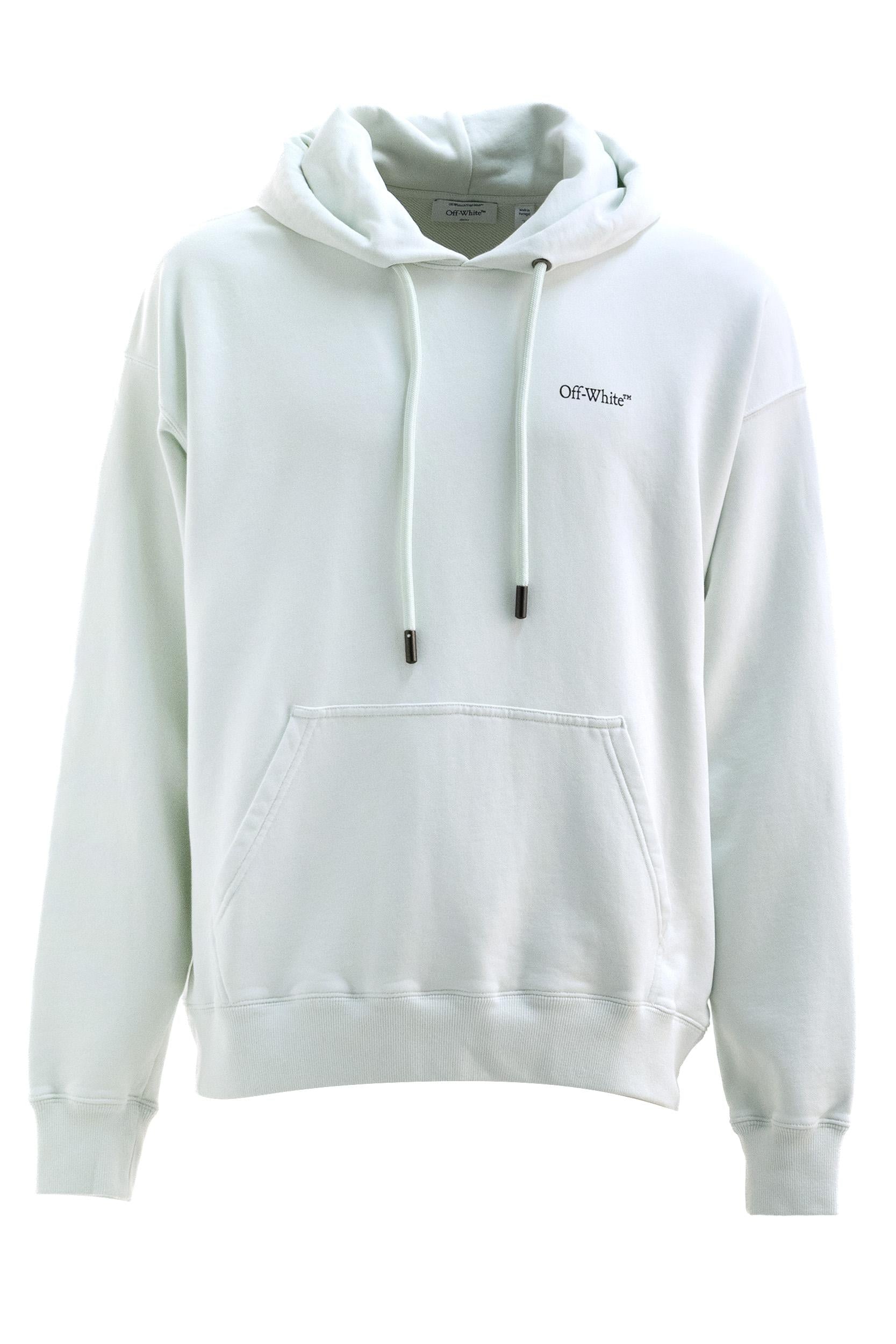 Felpa con cappuccio in cotone di colore verde acqua<BR/> 44MBB085S26F00A332 BLUEWASH OFF WHITE 