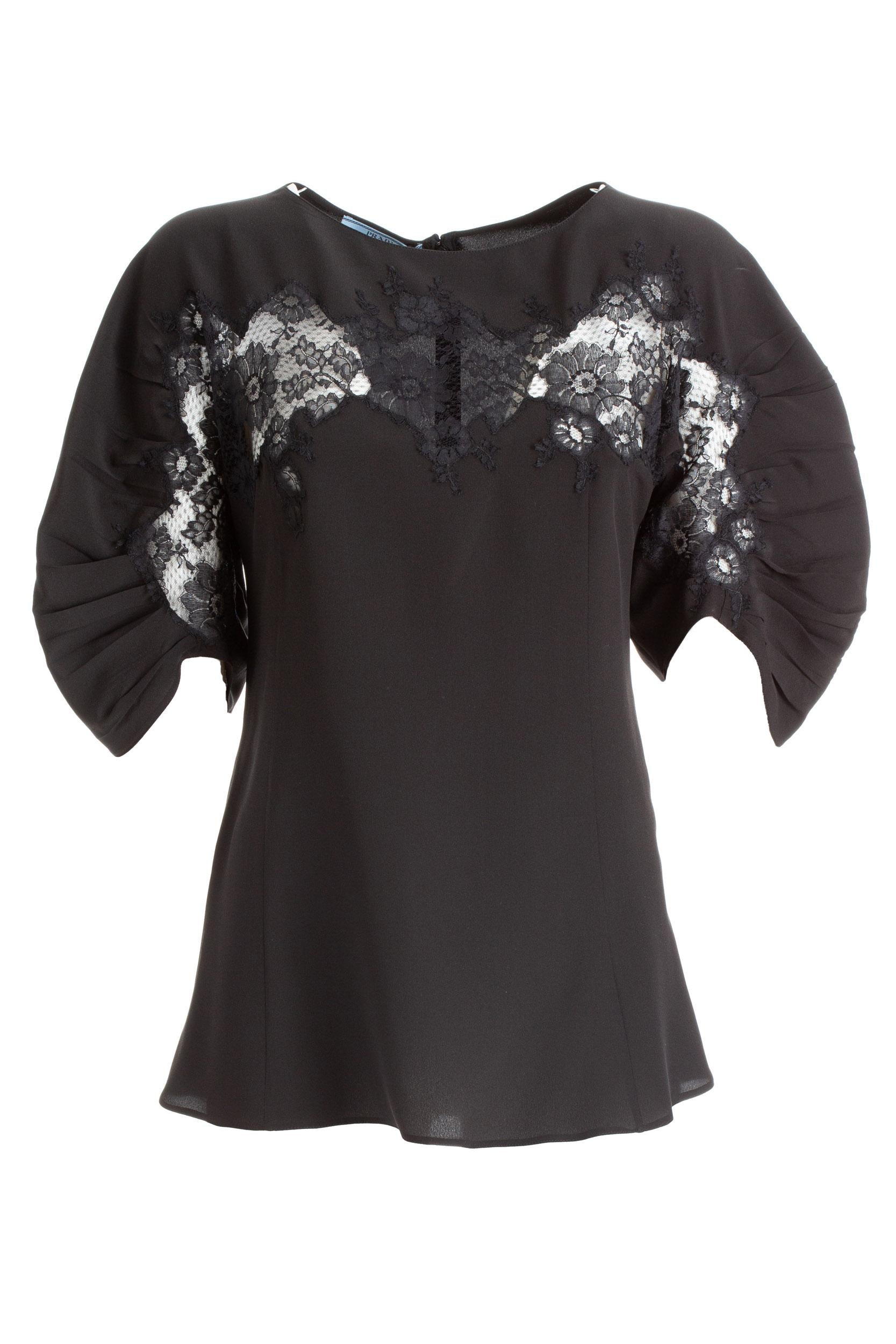Top in Crepe de Chine<BR/> P905I S 211 1YJW F0806 PRADA 